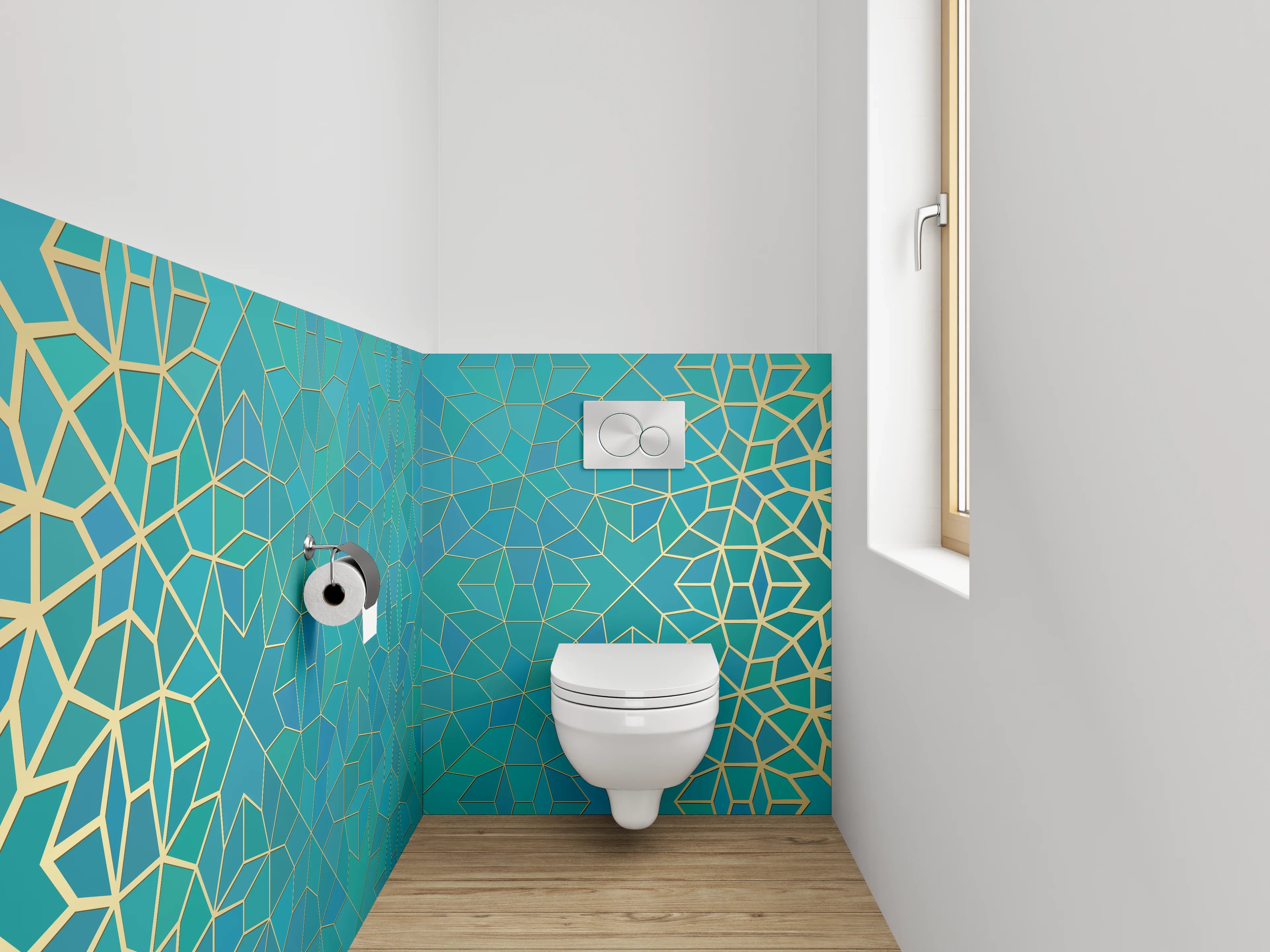 WC-Rückwand - Orientalisches Muster Türkis Gold