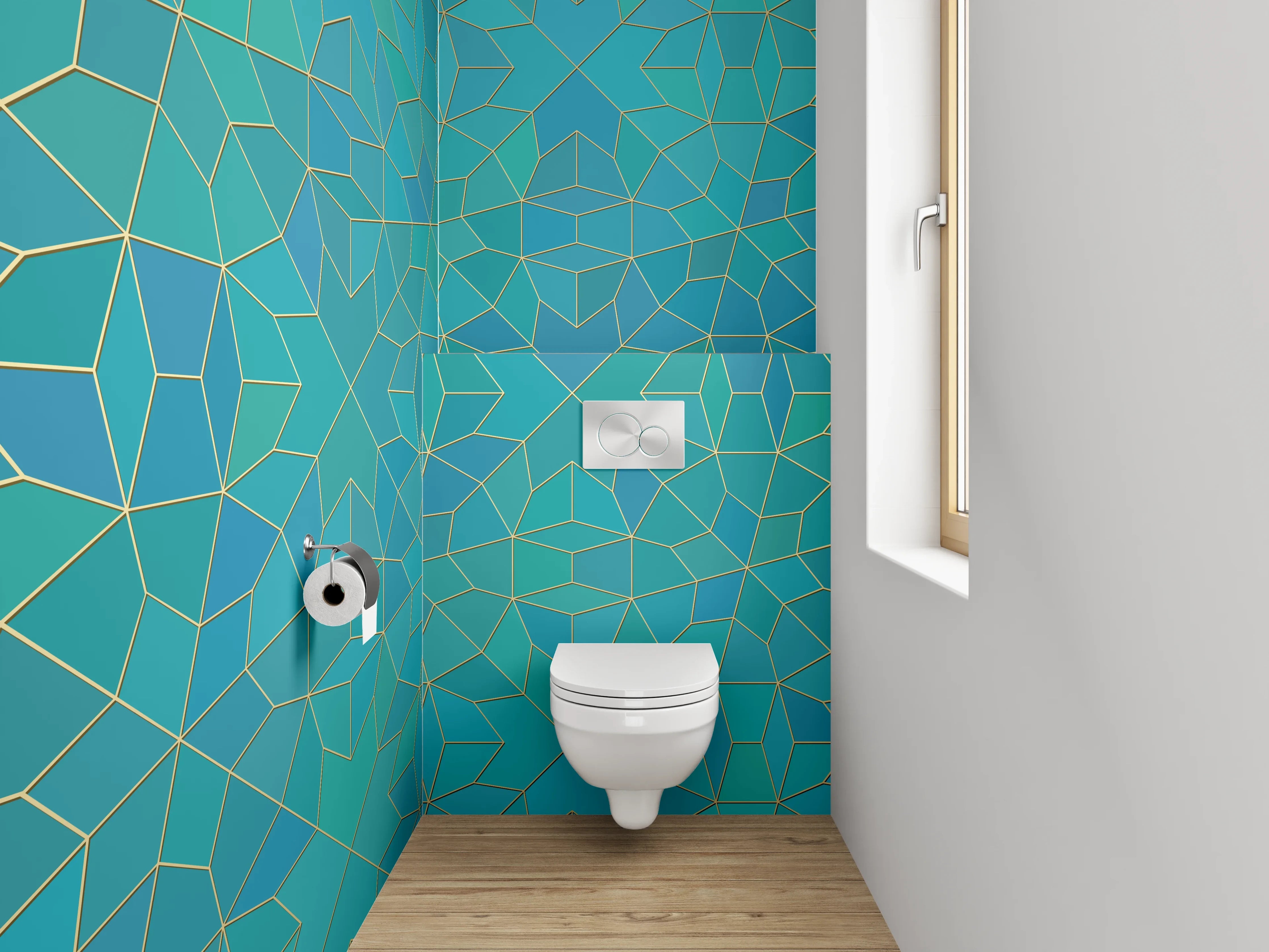 WC-Rückwand - Orientalisches Muster Türkis Gold