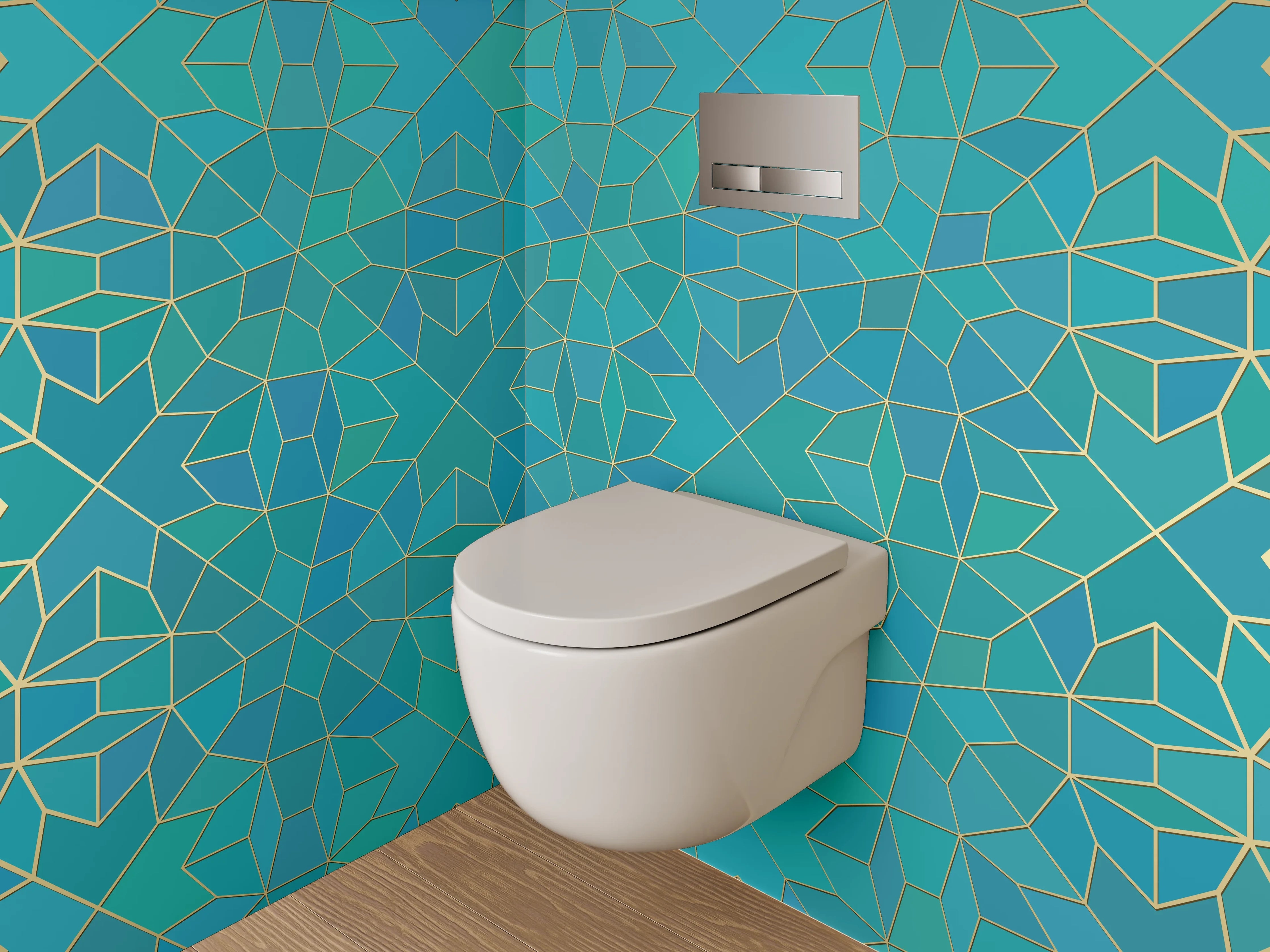 WC-Rückwand - Orientalisches Muster Türkis Gold