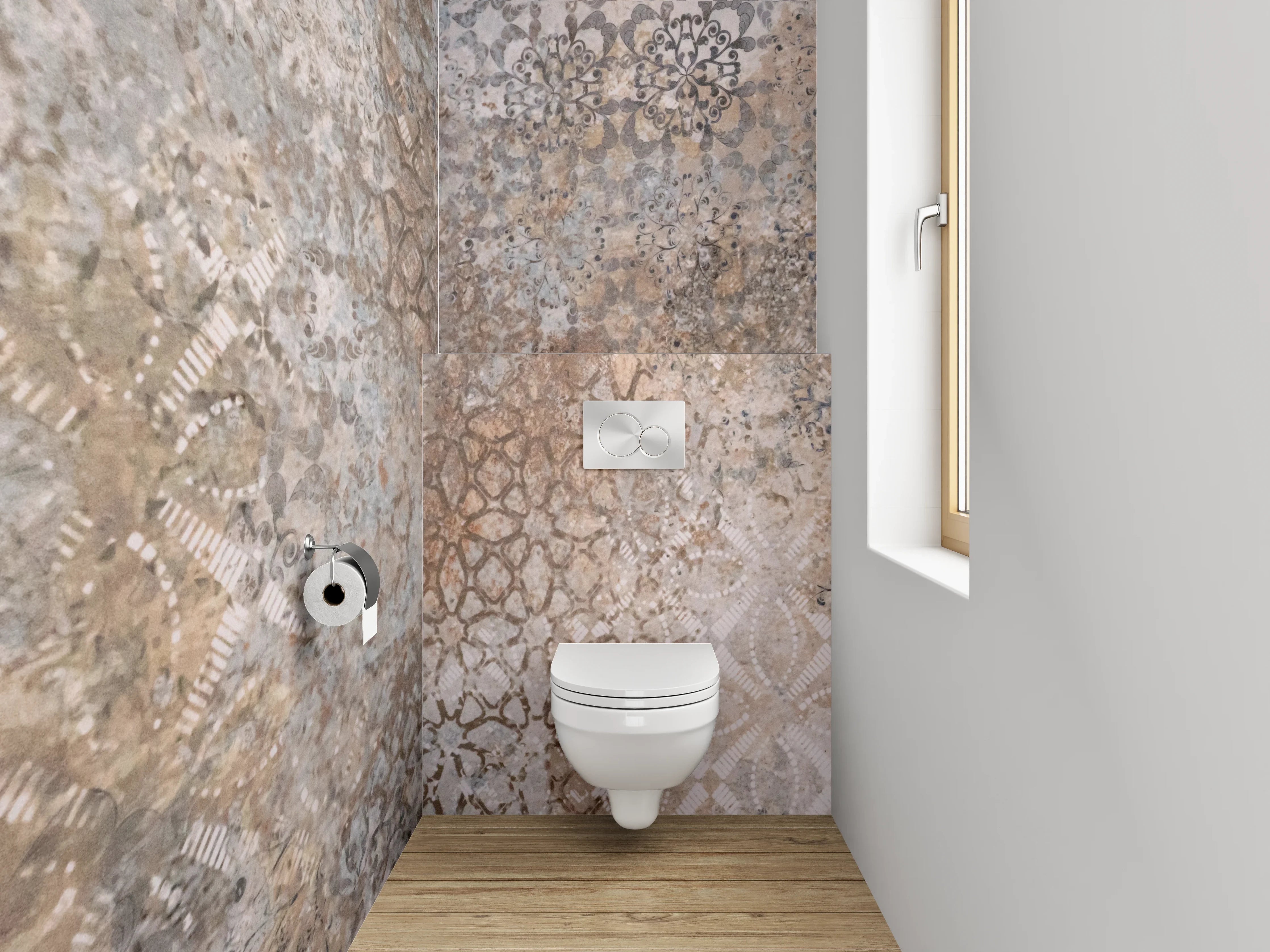 WC-Rückwand - Orientalisches Muster Vintage Fliesenoptik