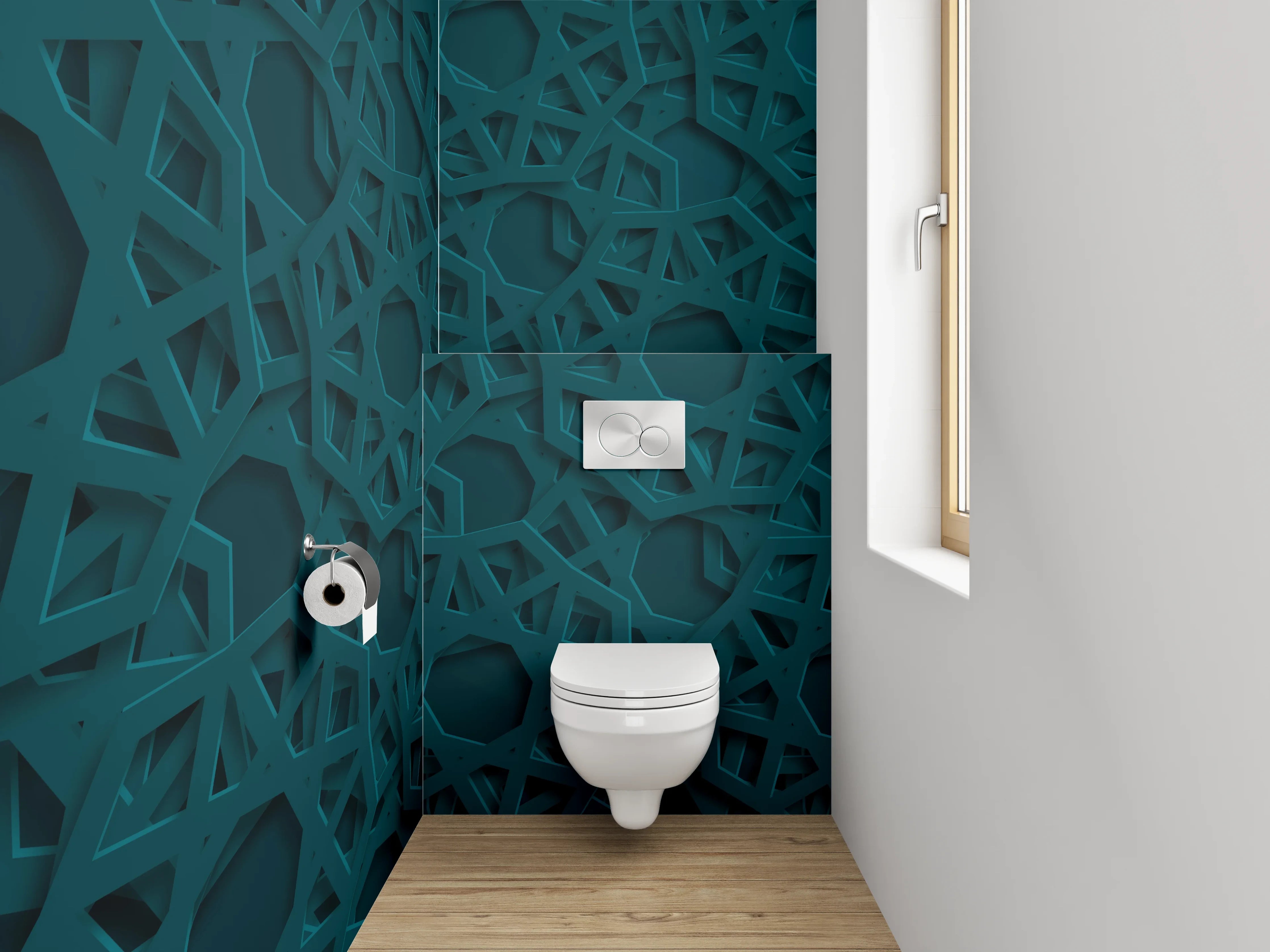 WC-Rückwand - Orientalisches Muster in Dunkeltürkis