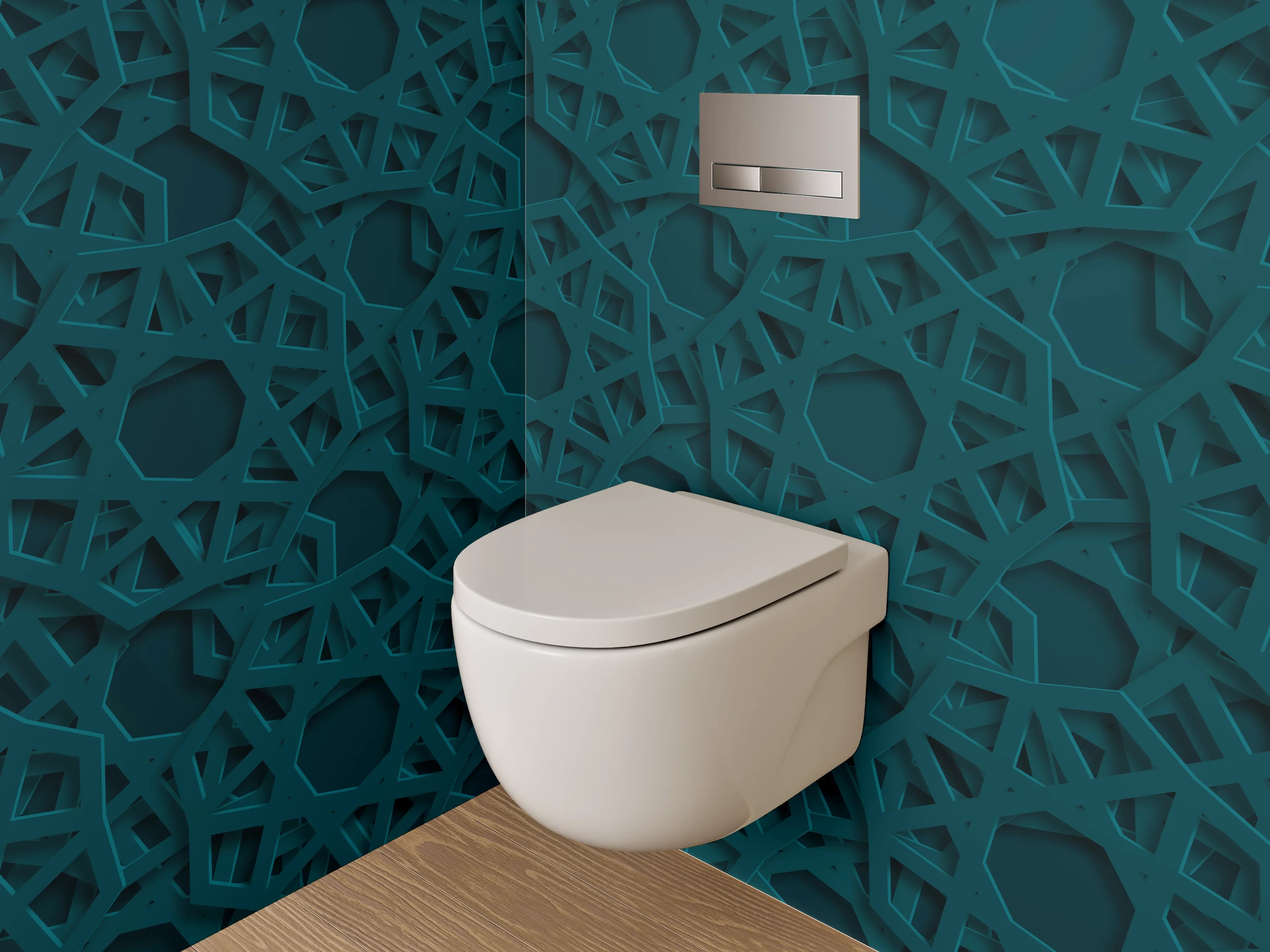 WC-Rückwand - Orientalisches Muster in Dunkeltürkis