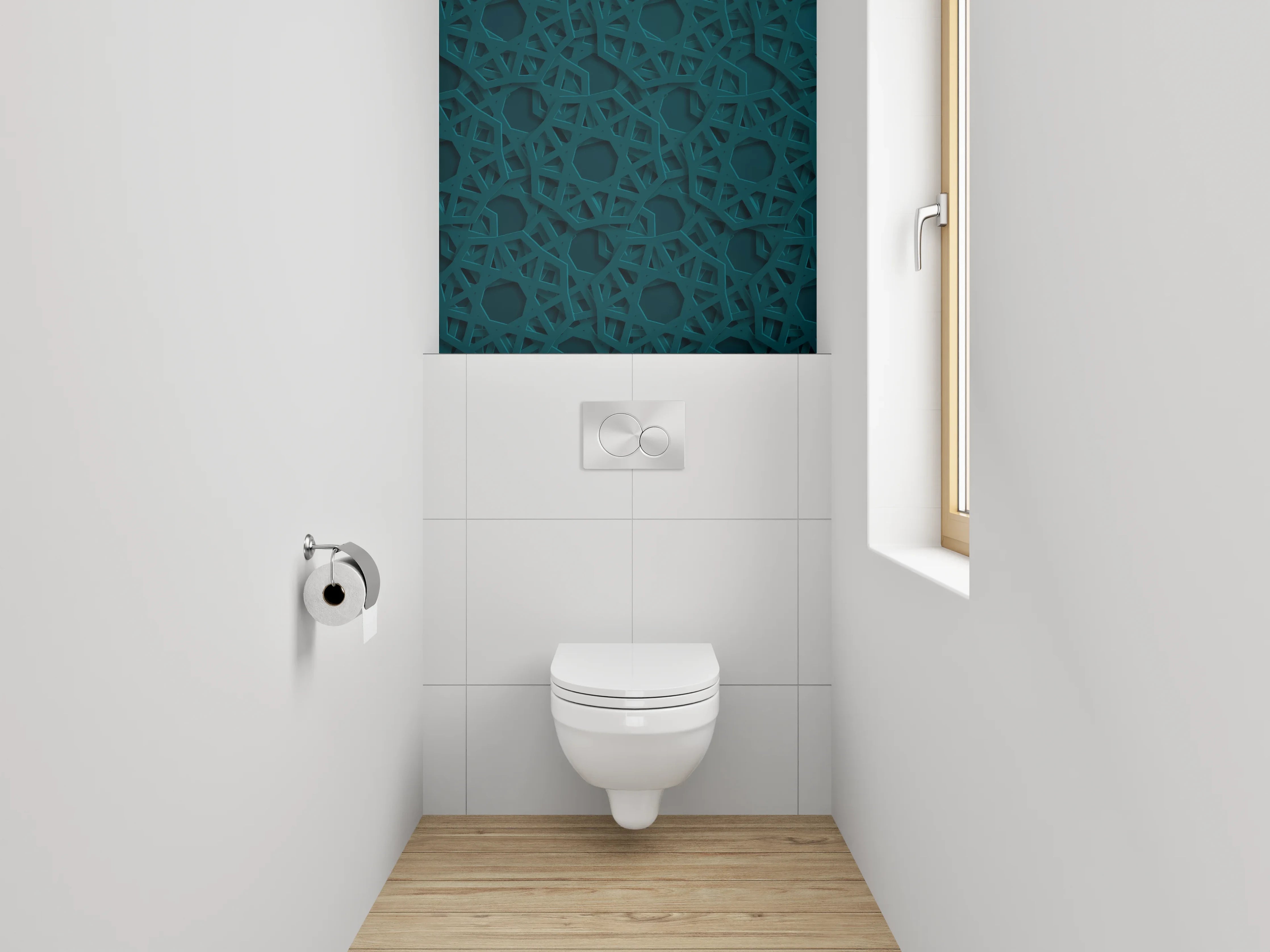 WC-Rückwand - Orientalisches Muster in Türkis