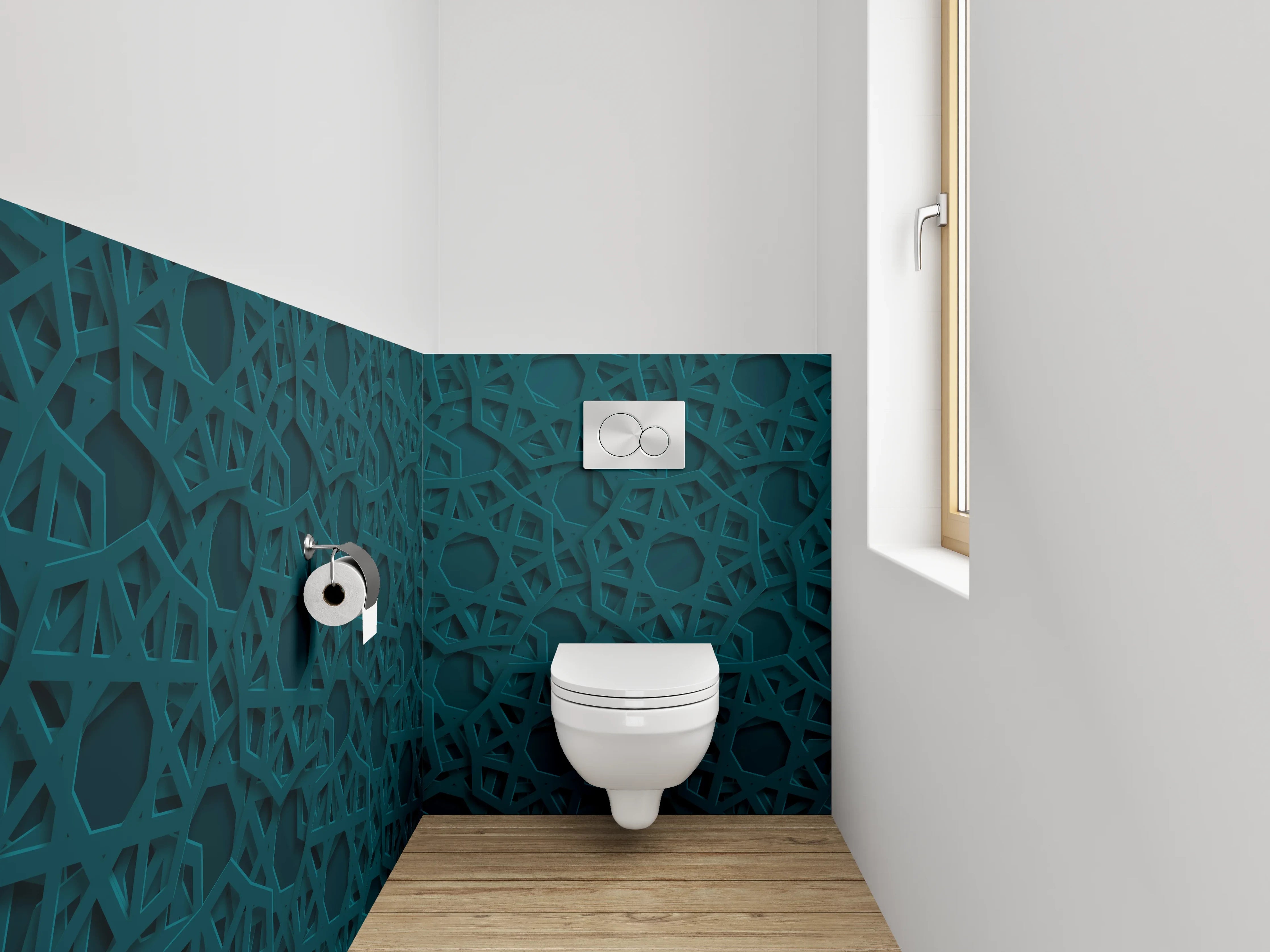 WC-Rückwand - Orientalisches Muster in Türkis