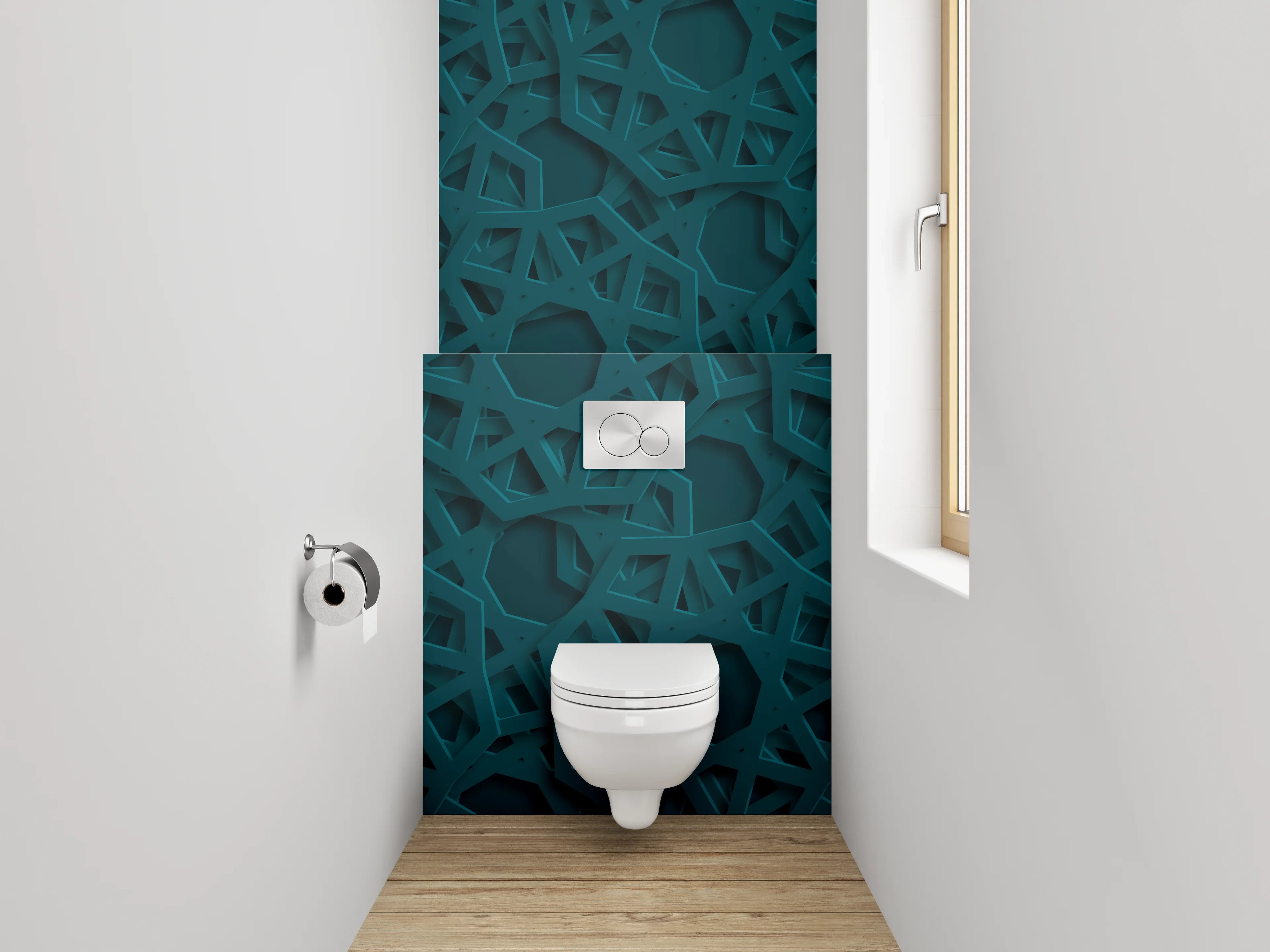WC-Rückwand - Orientalisches Muster in Türkis