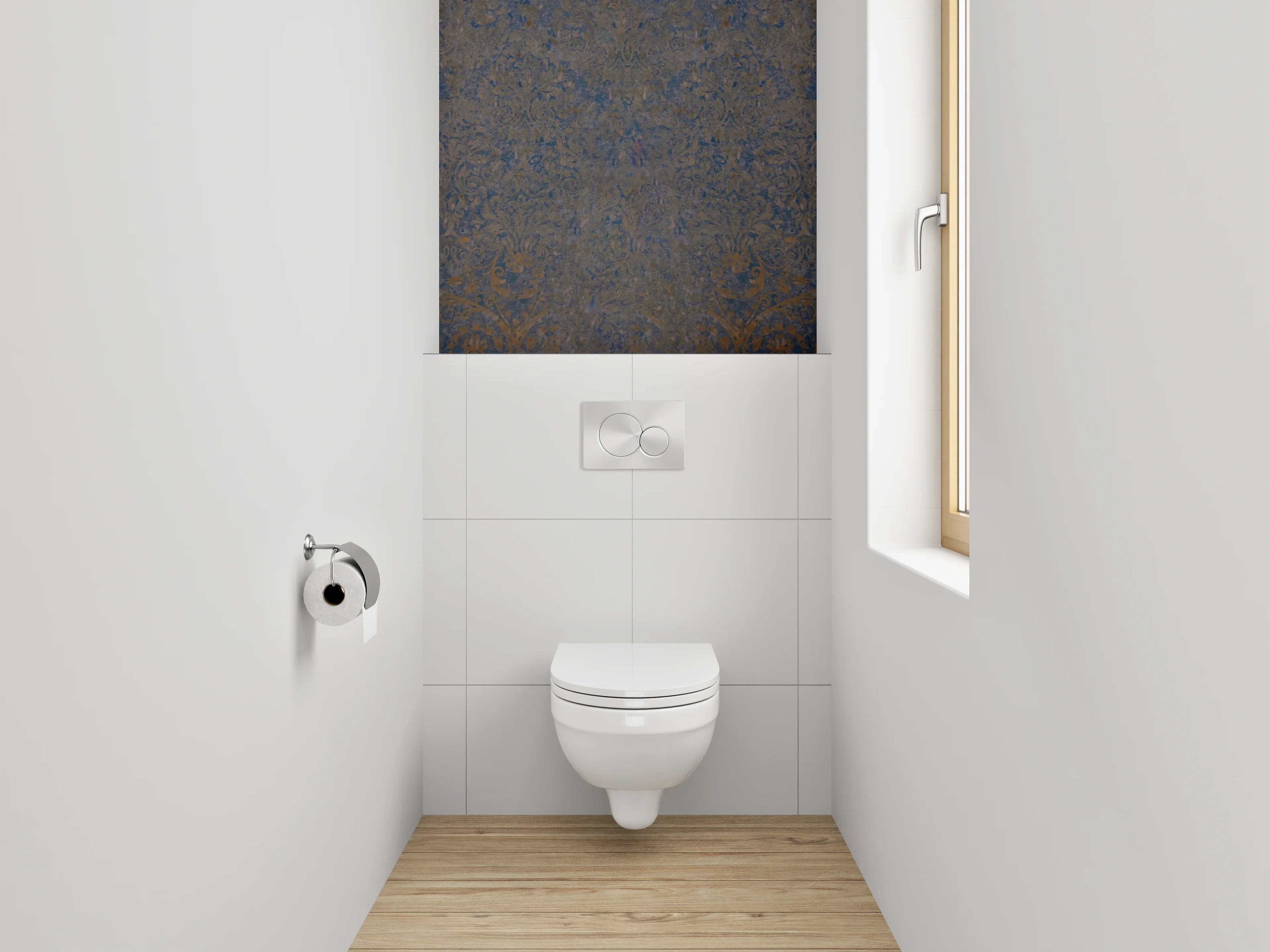 WC-Rückwand - Orientalisches Ornament Dunkelblau Braun
