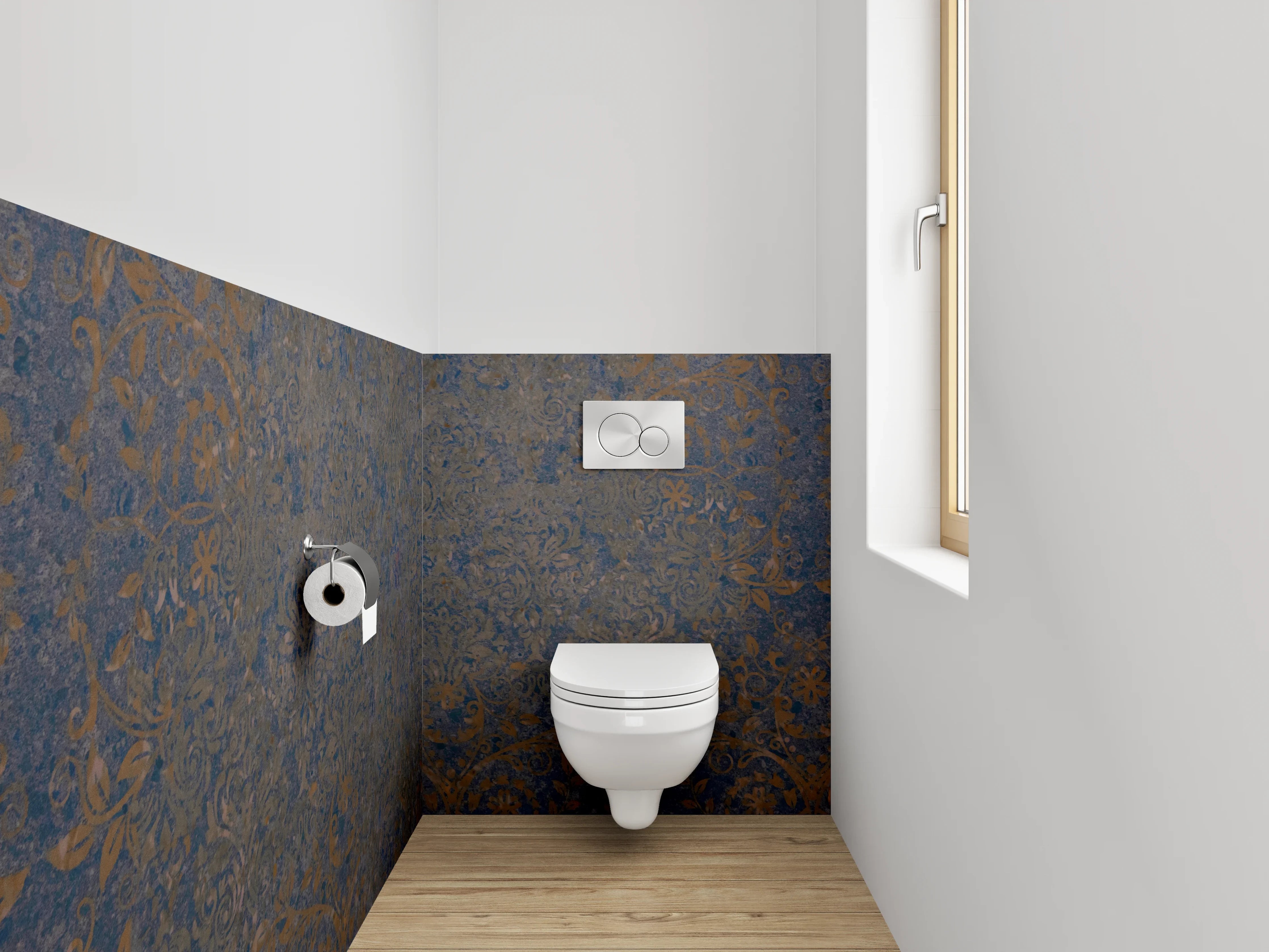 WC-Rückwand - Orientalisches Ornament Dunkelblau Braun