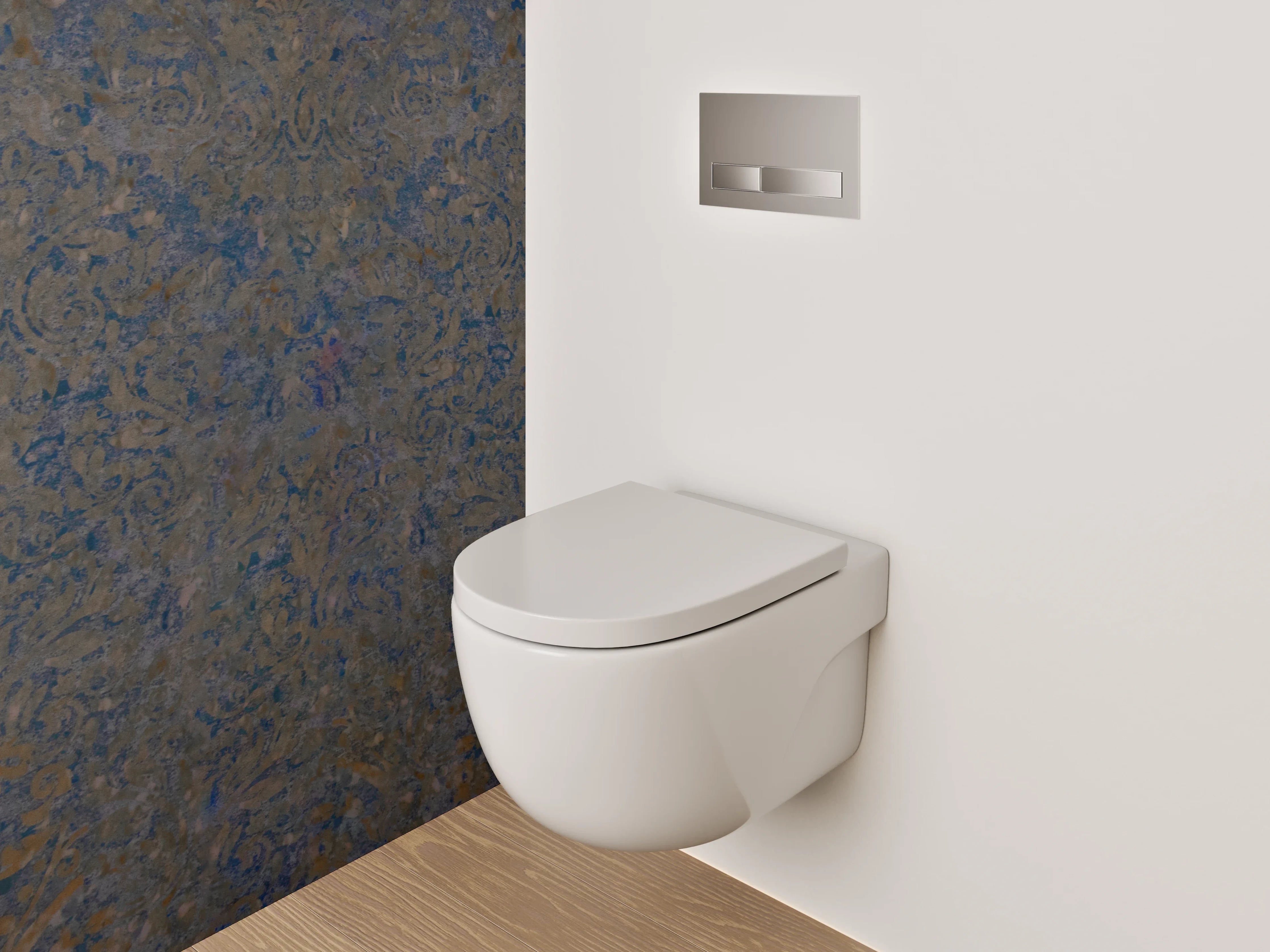 WC-Rückwand - Orientalisches Ornament Dunkelblau Braun