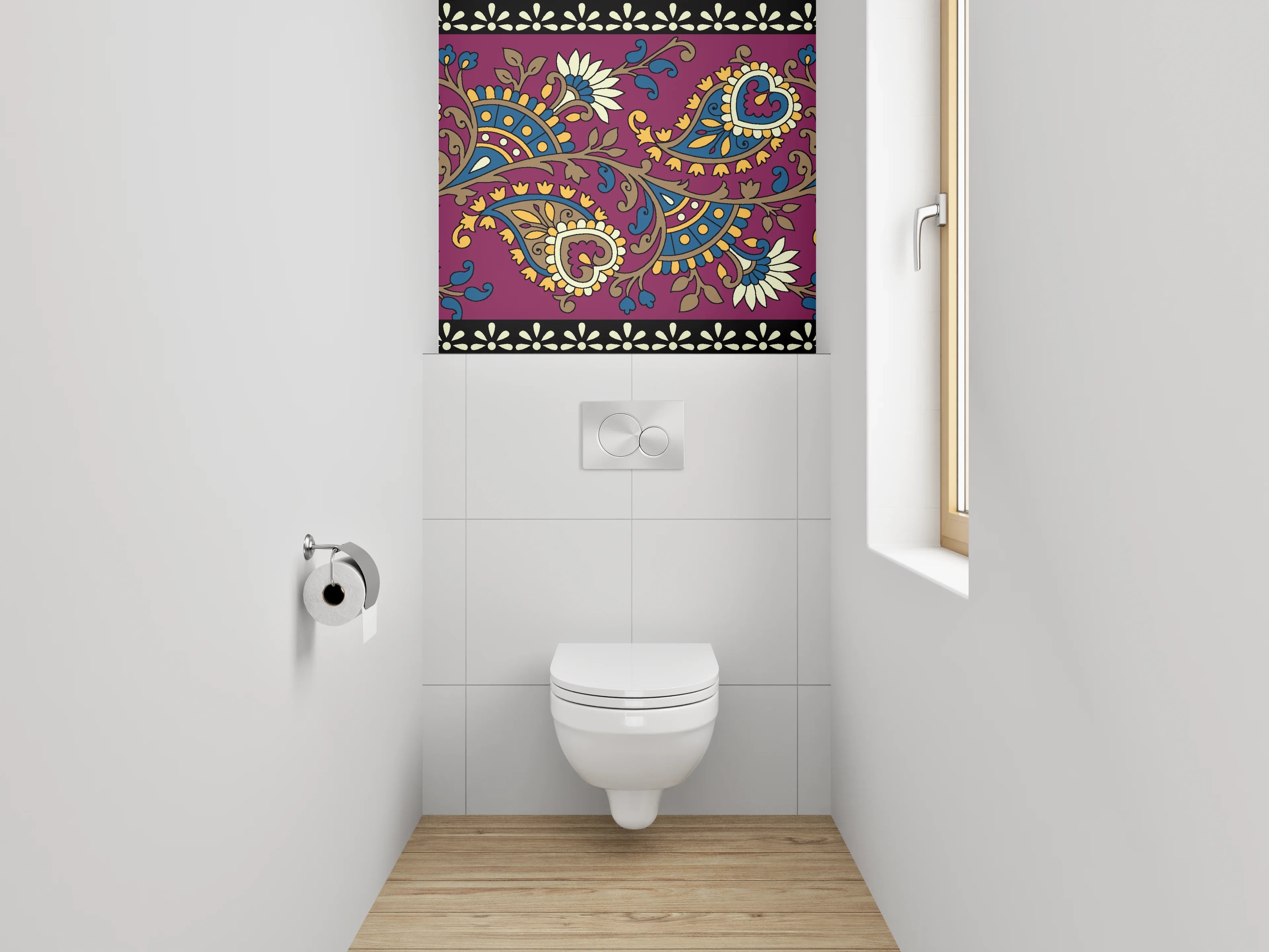 WC-Rückwand - Orientalisches Paisley Bordürenmuster