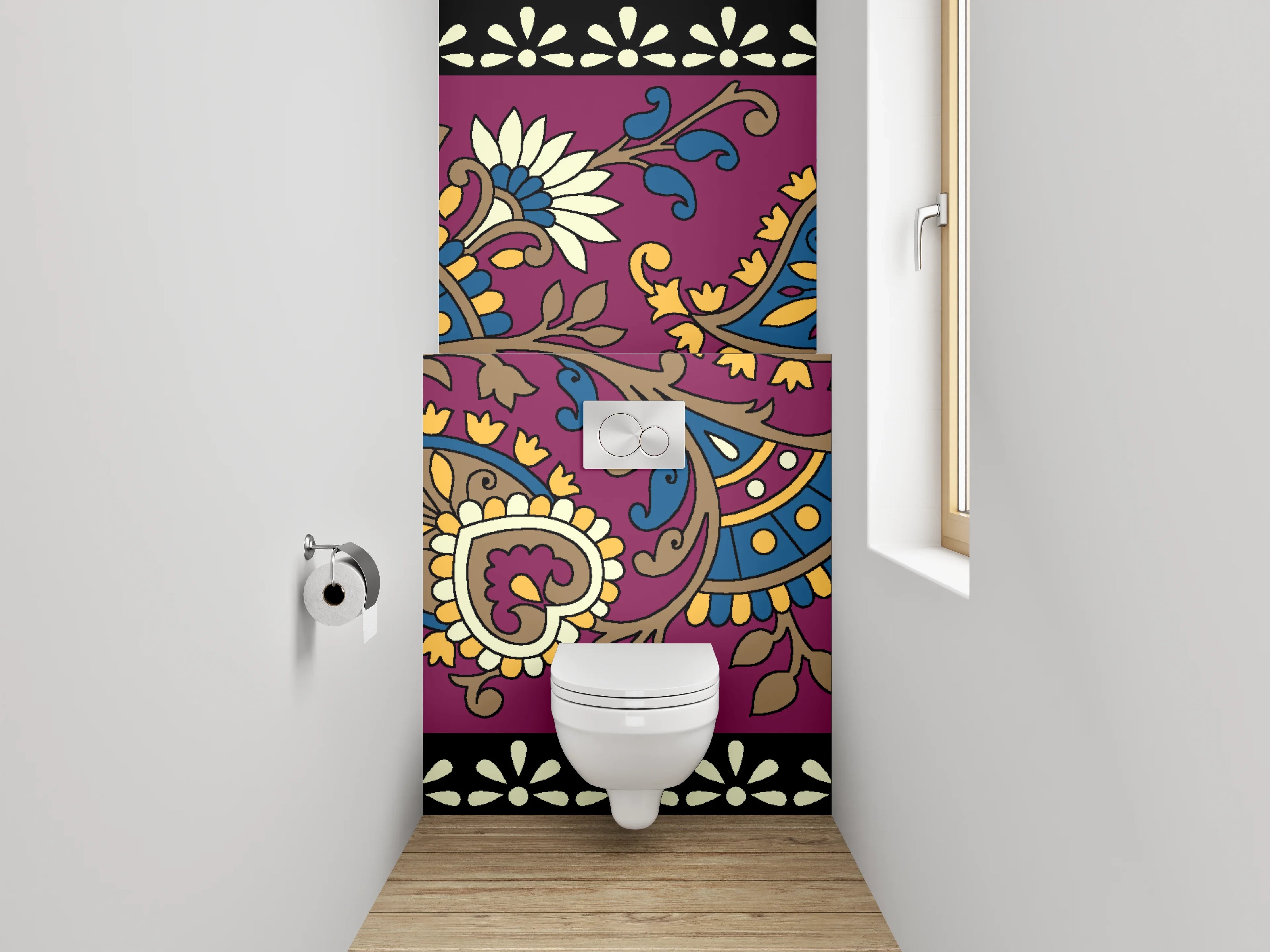 WC-Rückwand - Orientalisches Paisley Bordürenmuster