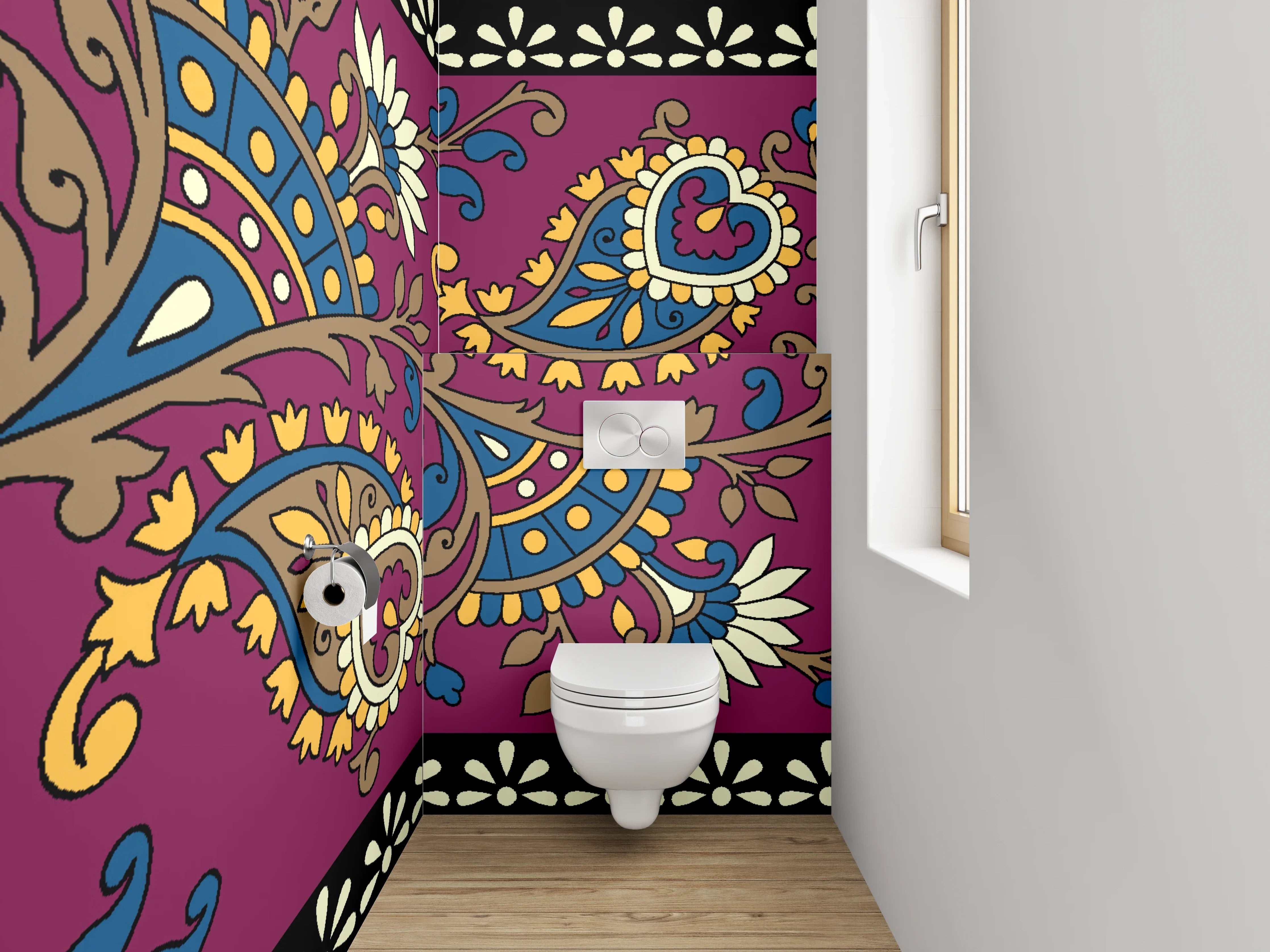 WC-Rückwand - Orientalisches Paisley Bordürenmuster