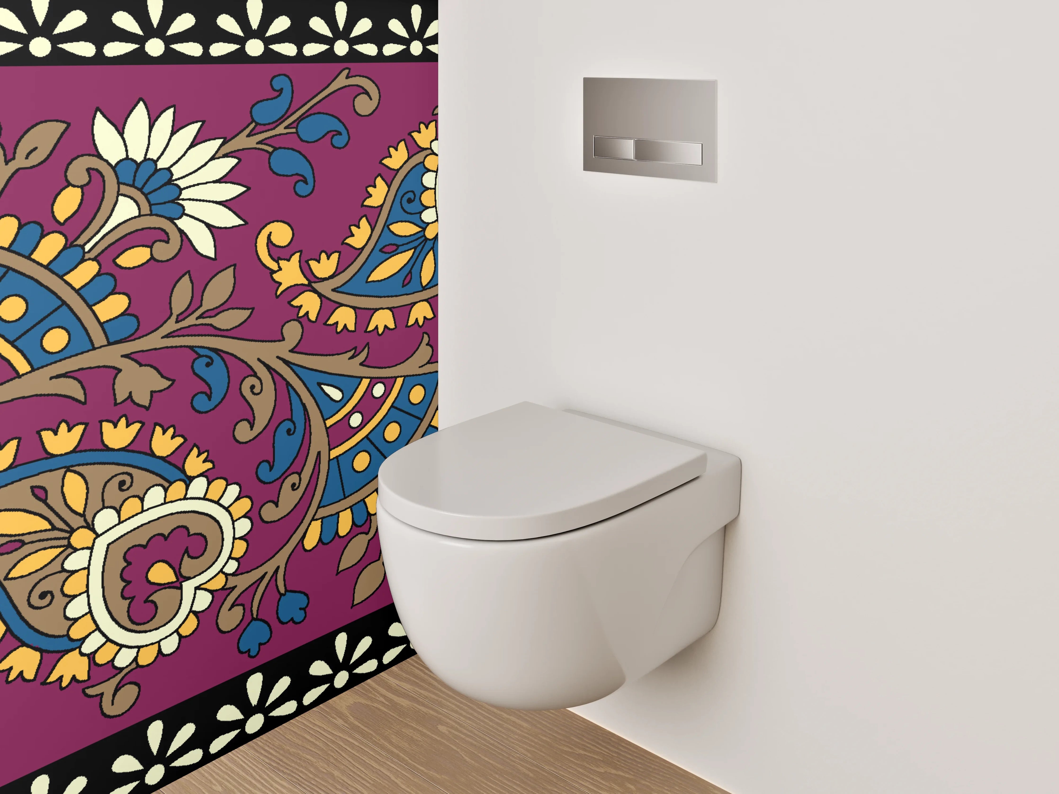 WC-Rückwand - Orientalisches Paisley Bordürenmuster