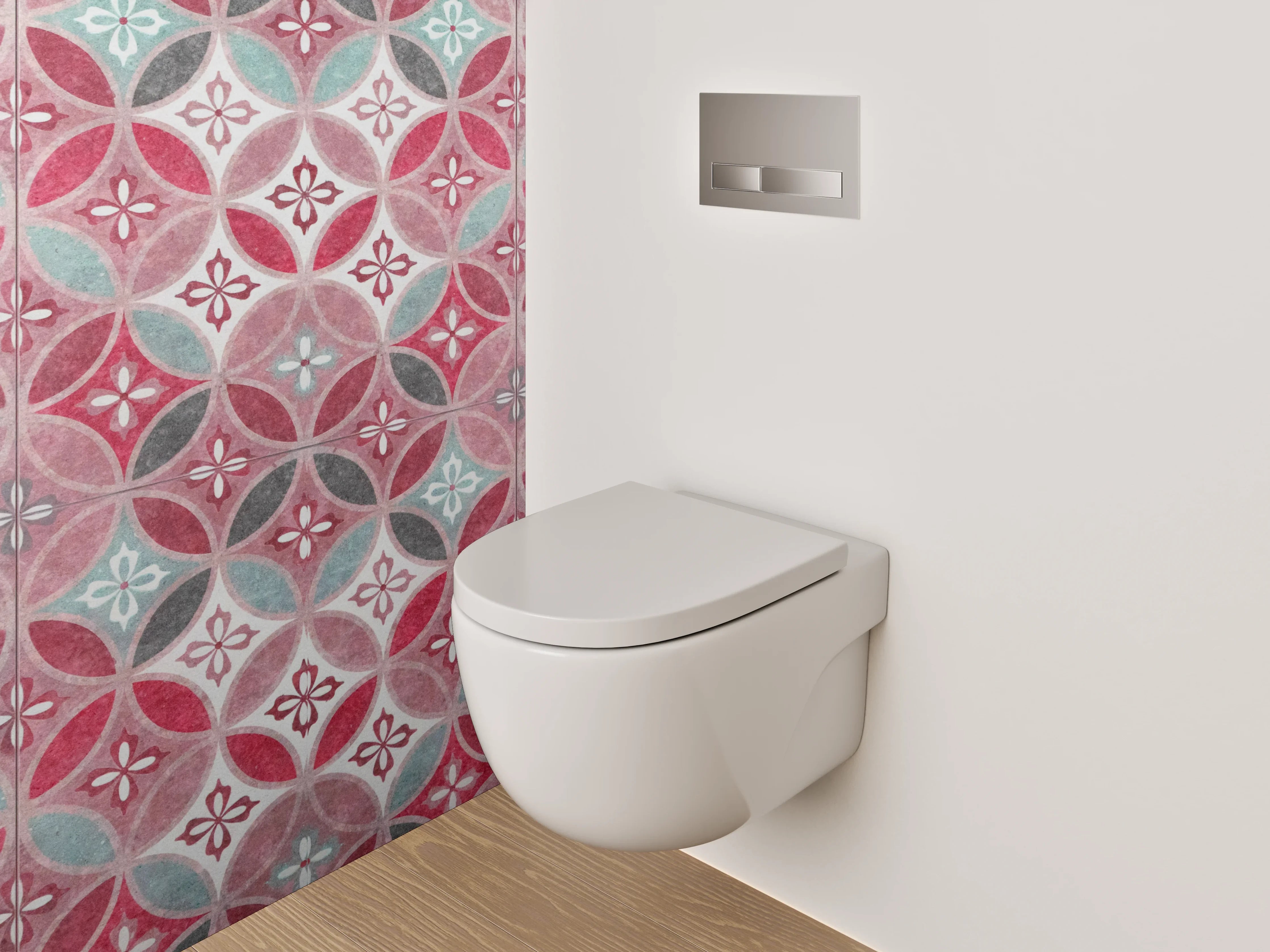 WC-Rückwand - Orientalisches Retro-Muster Fliesenoptik Rot