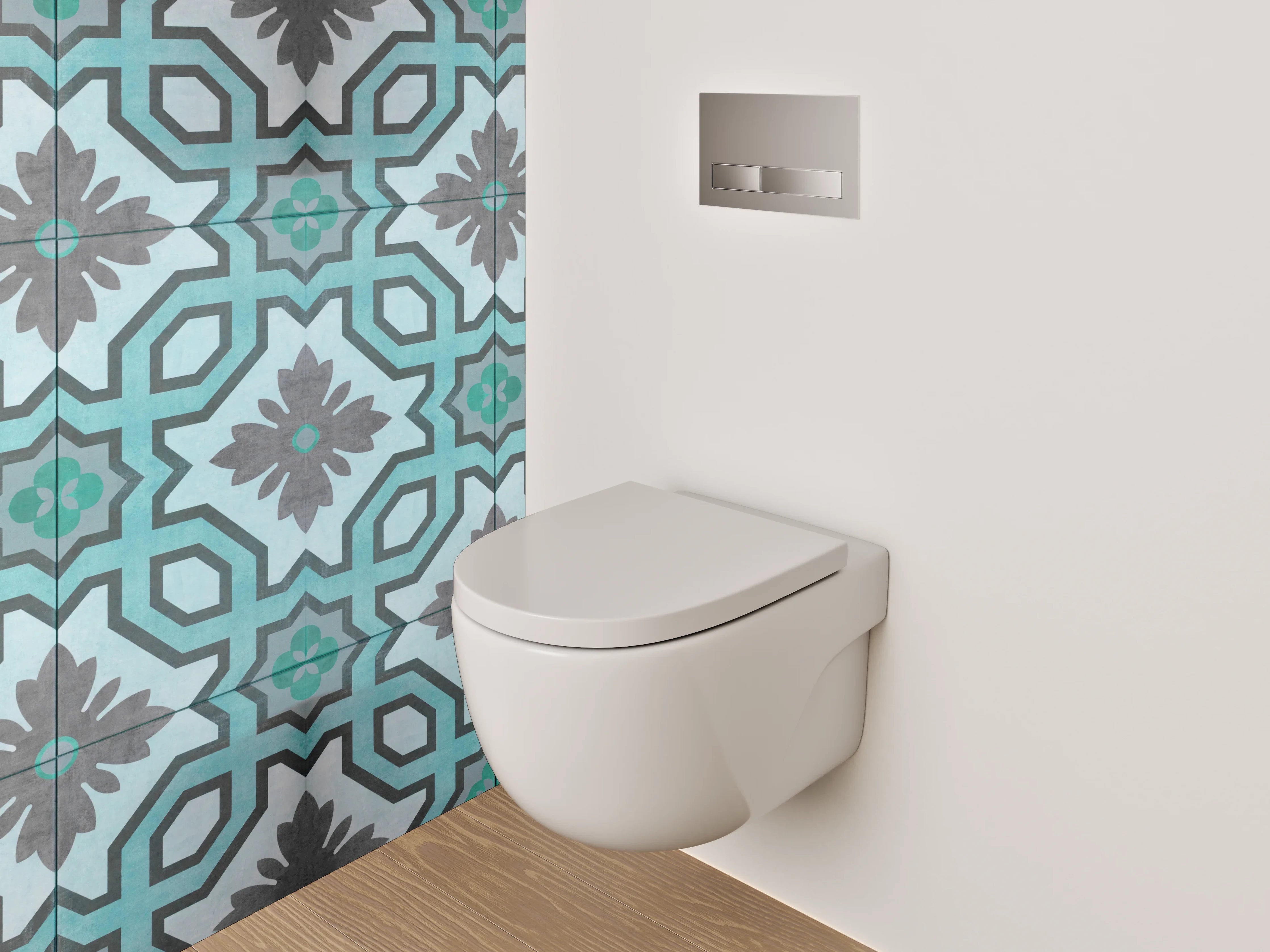 WC-Rückwand - Orientalisches Türkis-Muster Fliesenoptik