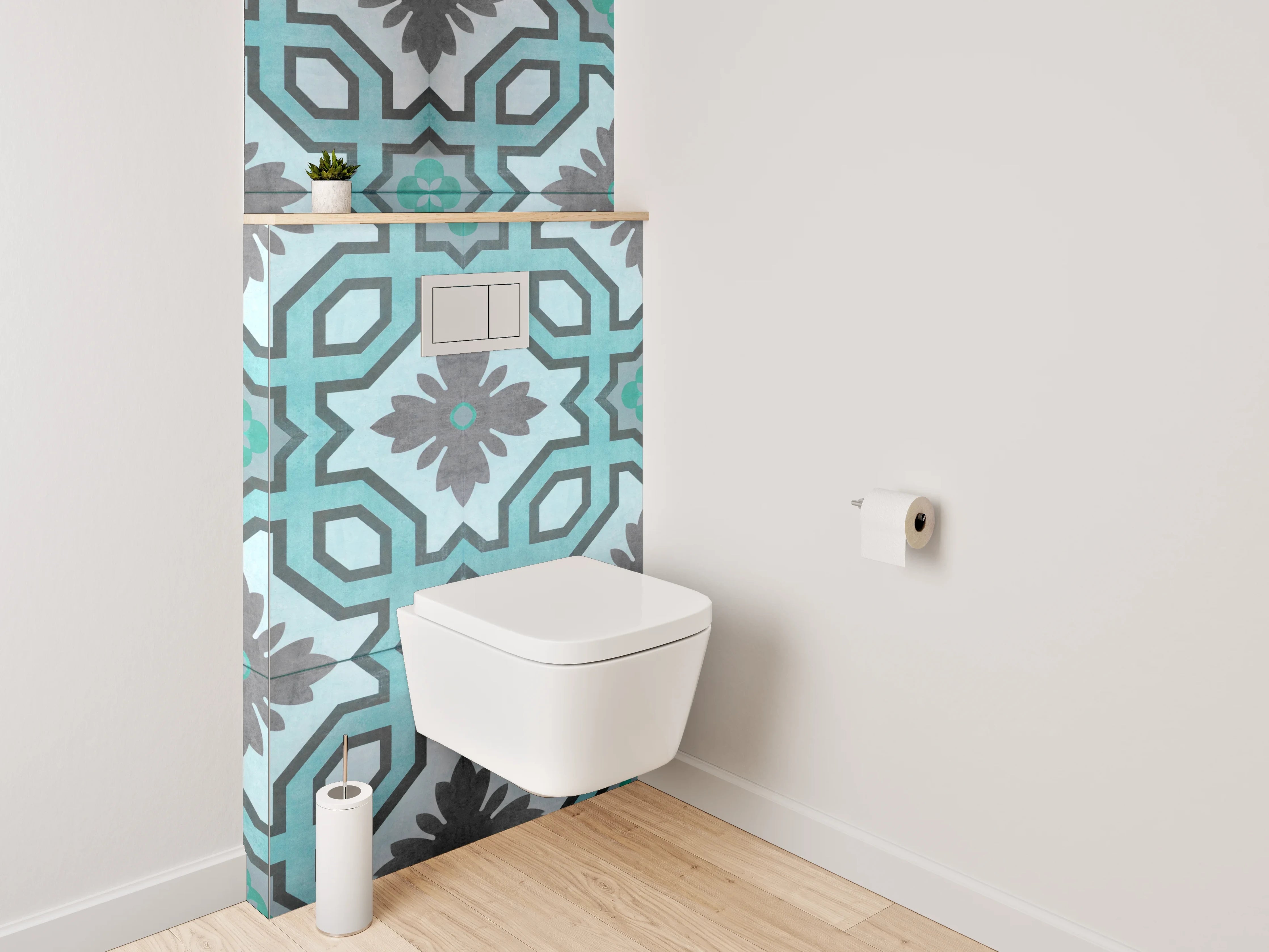 WC-Rückwand - Orientalisches Türkis-Muster Fliesenoptik