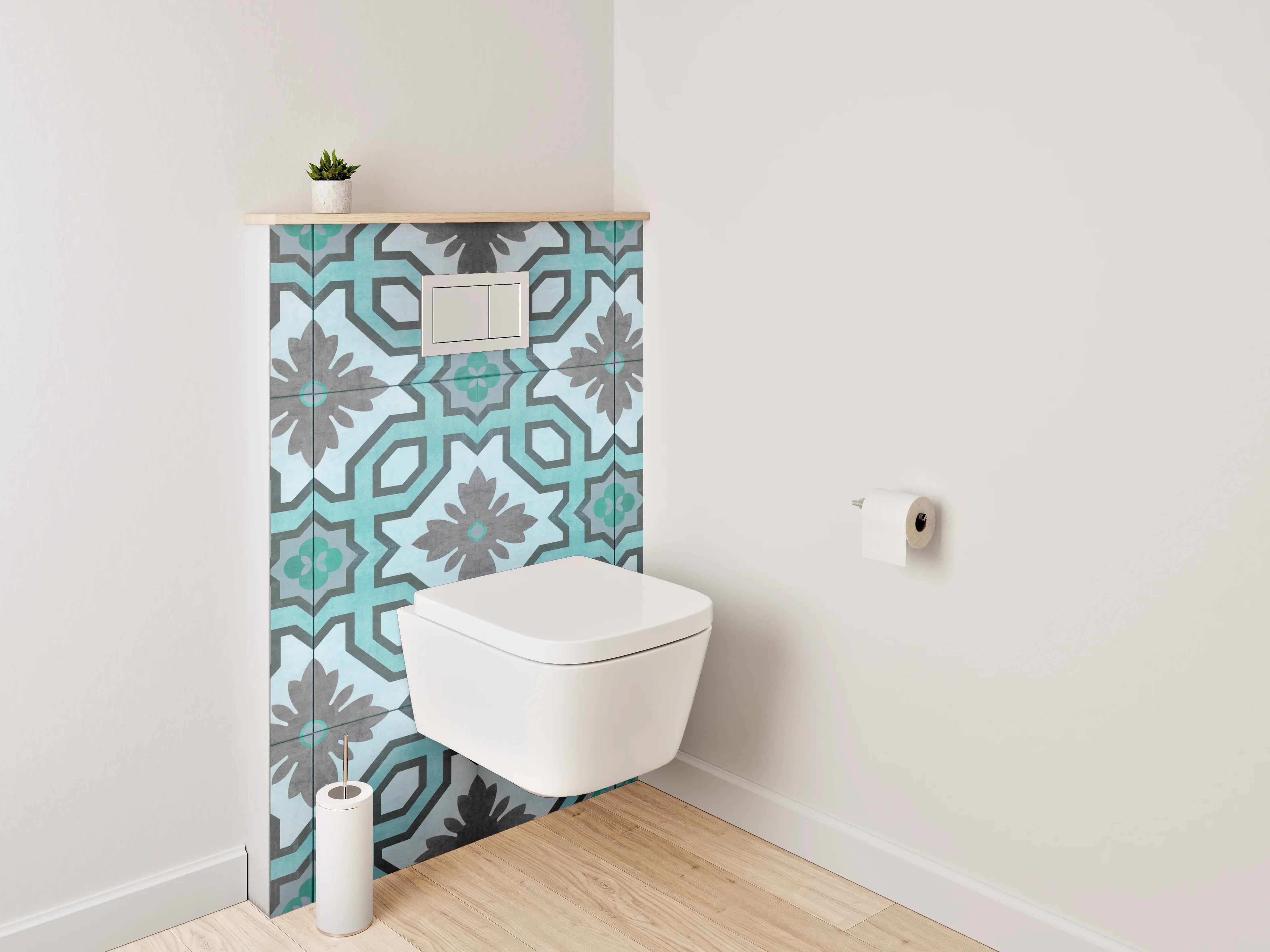 WC-Rückwand - Orientalisches Türkis-Muster Fliesenoptik