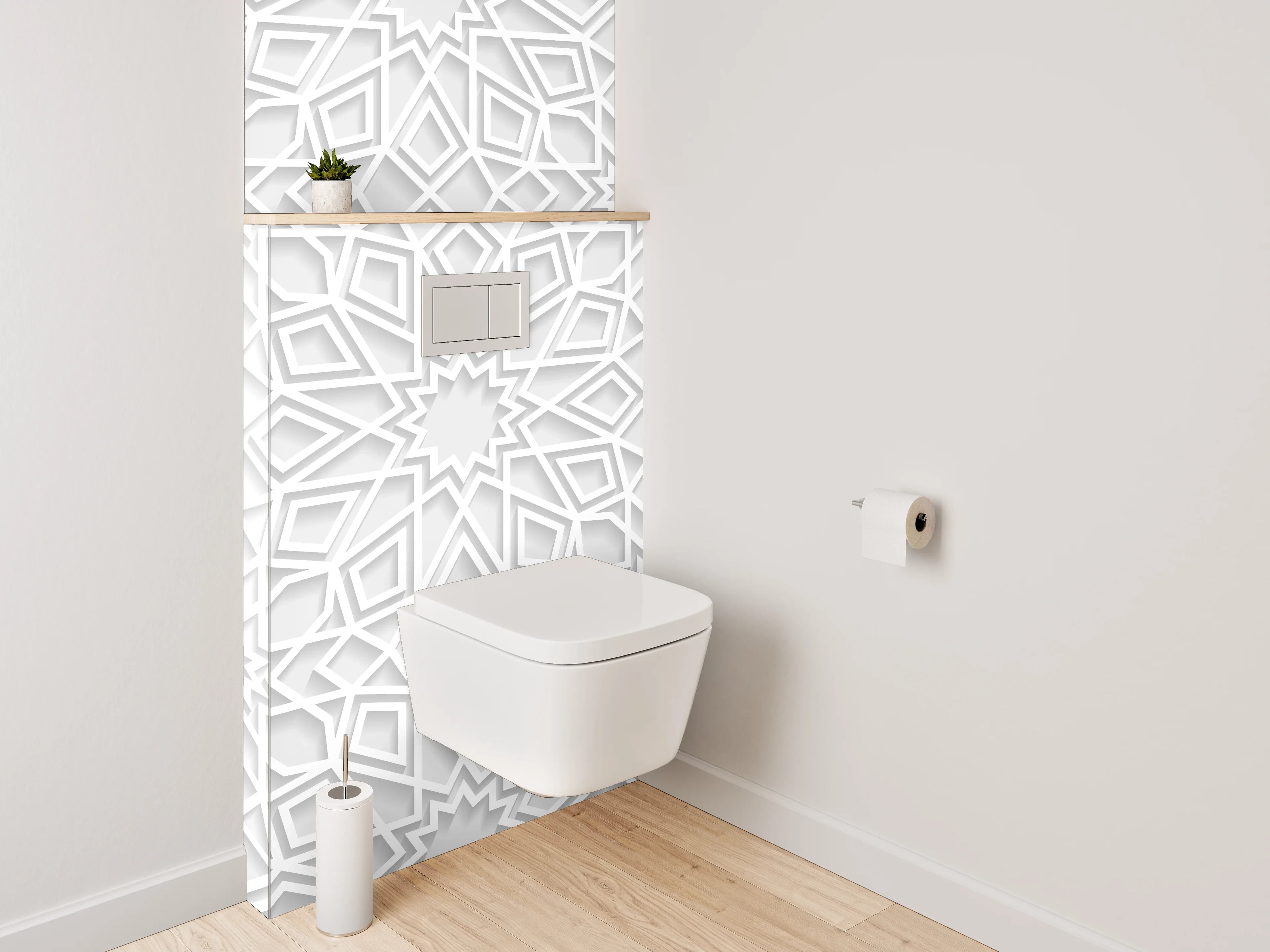 WC-Rückwand - Orientalisches weiß-graues Mosaikmuster
