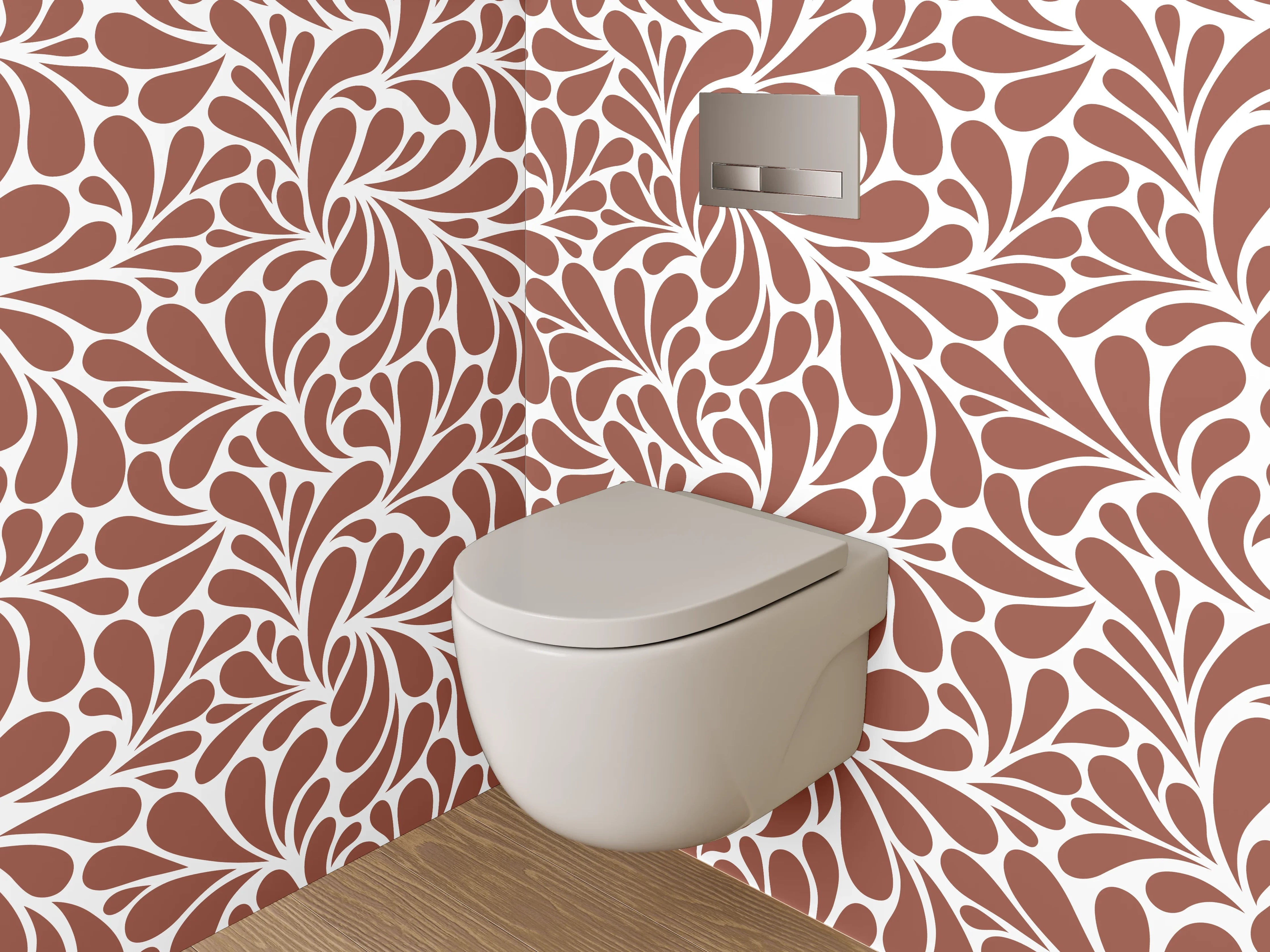 WC-Rückwand - Ornament Muster Braun Weiß Modern