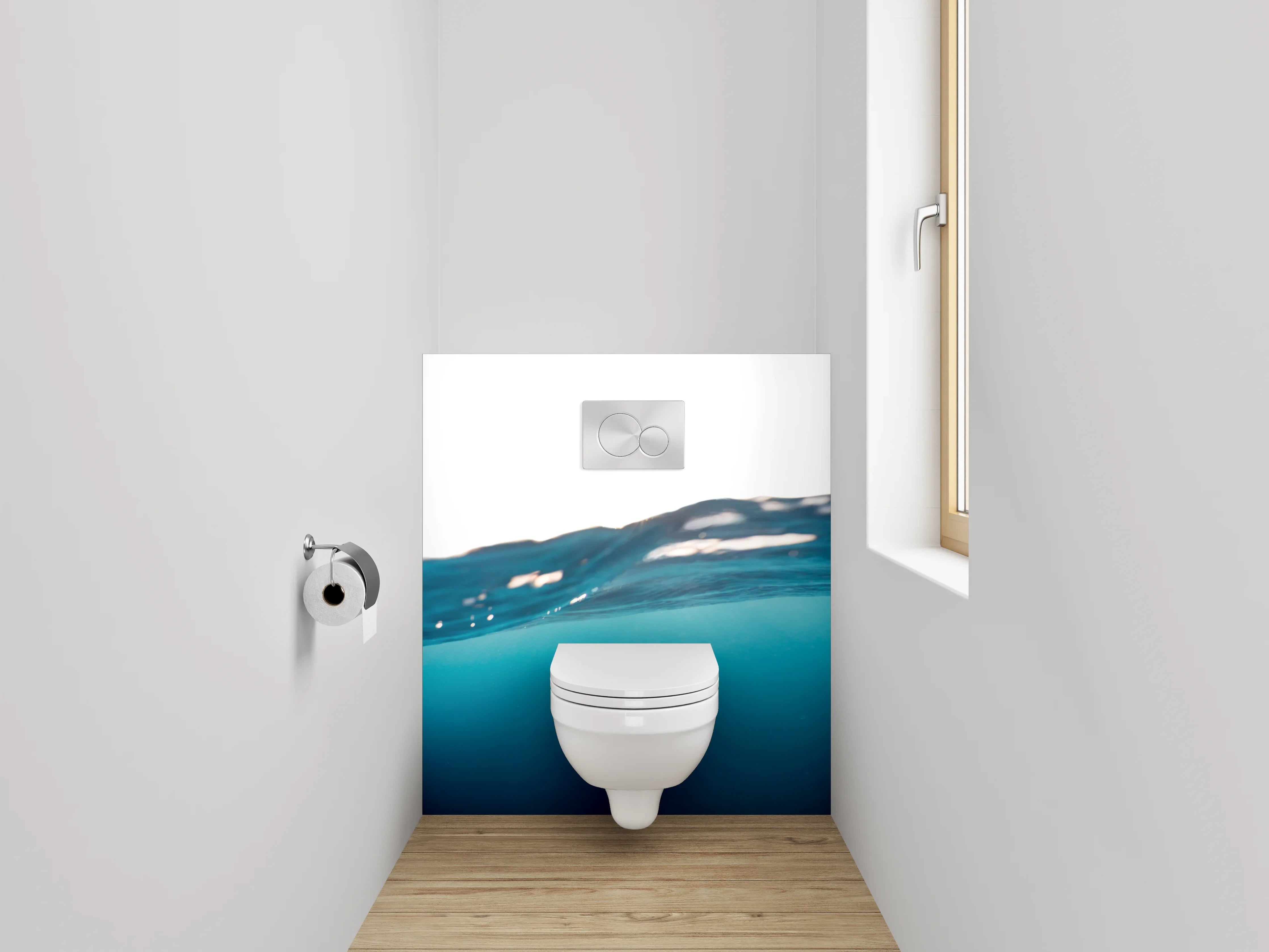 WC-Rückwand - Ozeanwelle Wasser Blau Minimalistisch