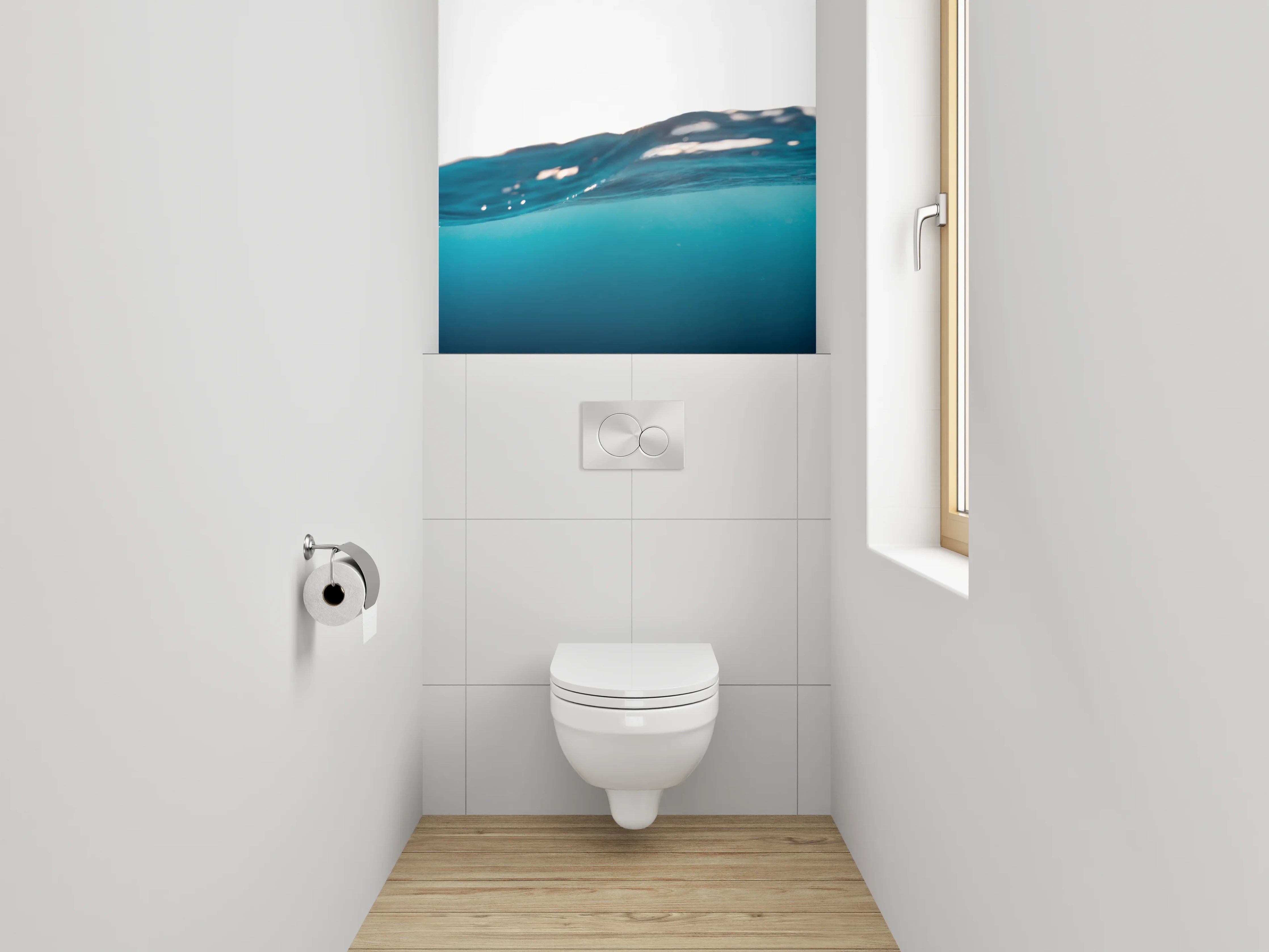 WC-Rückwand - Ozeanwelle Wasser Blau Minimalistisch