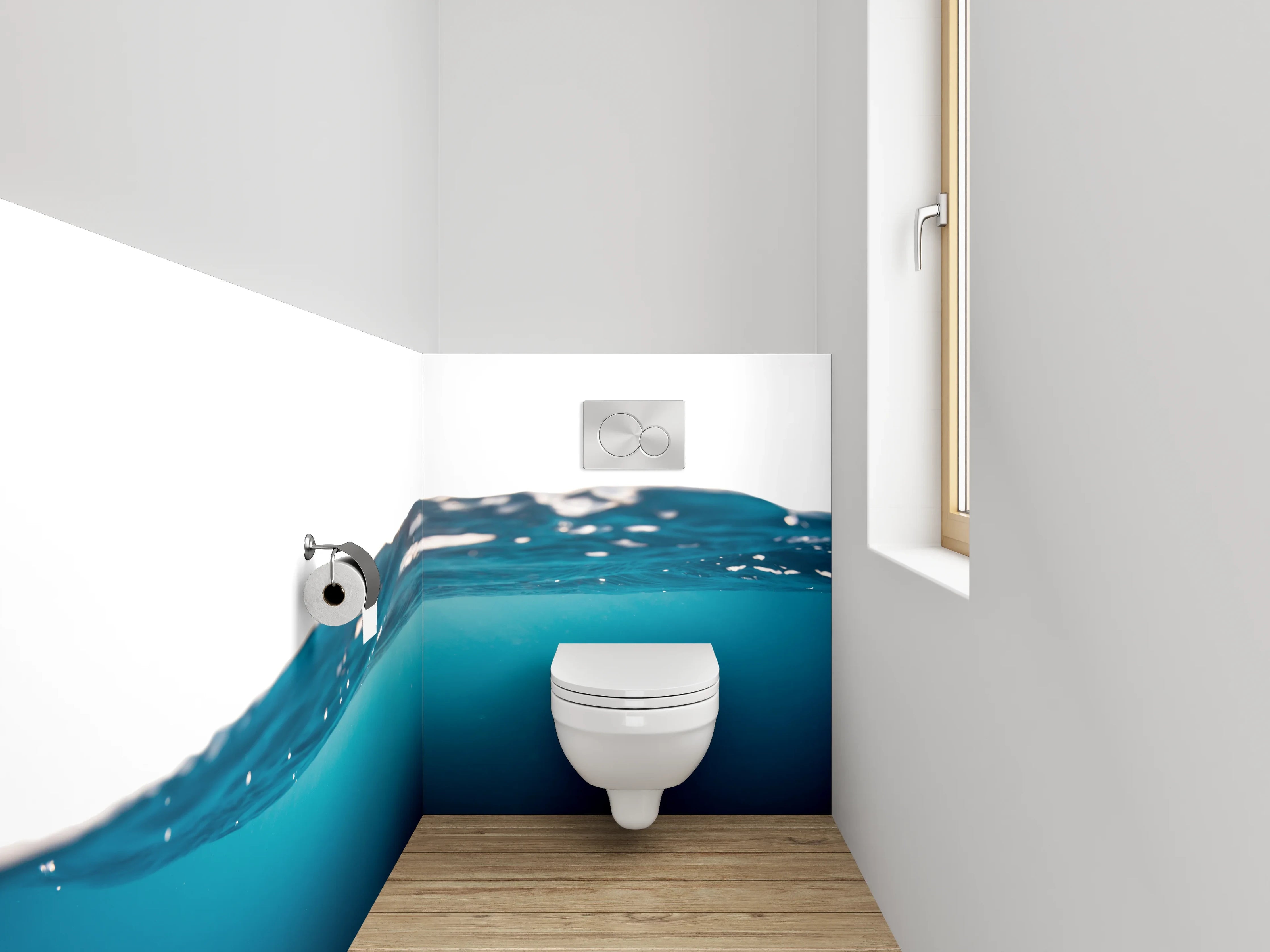 WC-Rückwand - Ozeanwelle Wasser Blau Minimalistisch