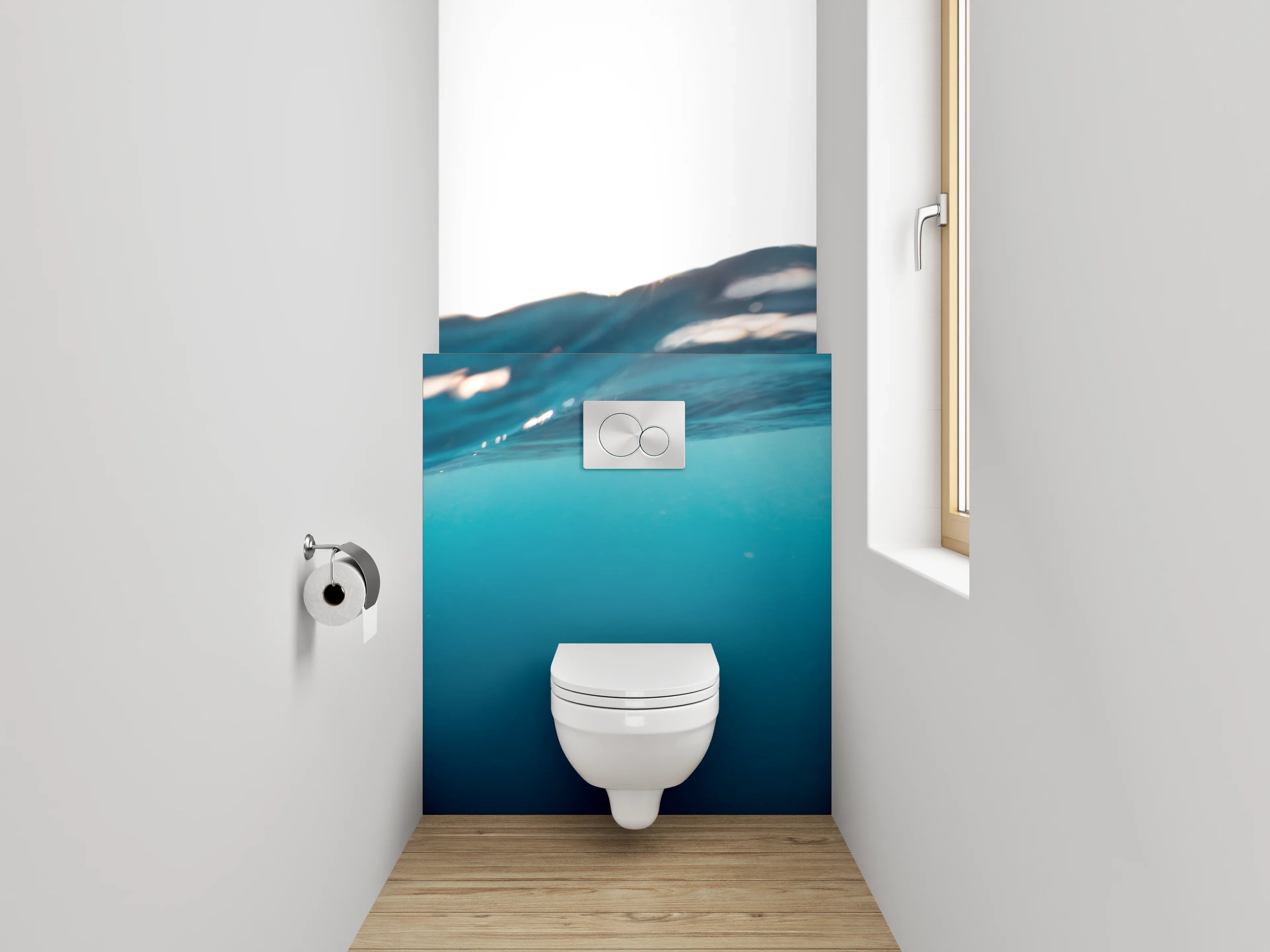 WC-Rückwand - Ozeanwelle Wasser Blau Minimalistisch