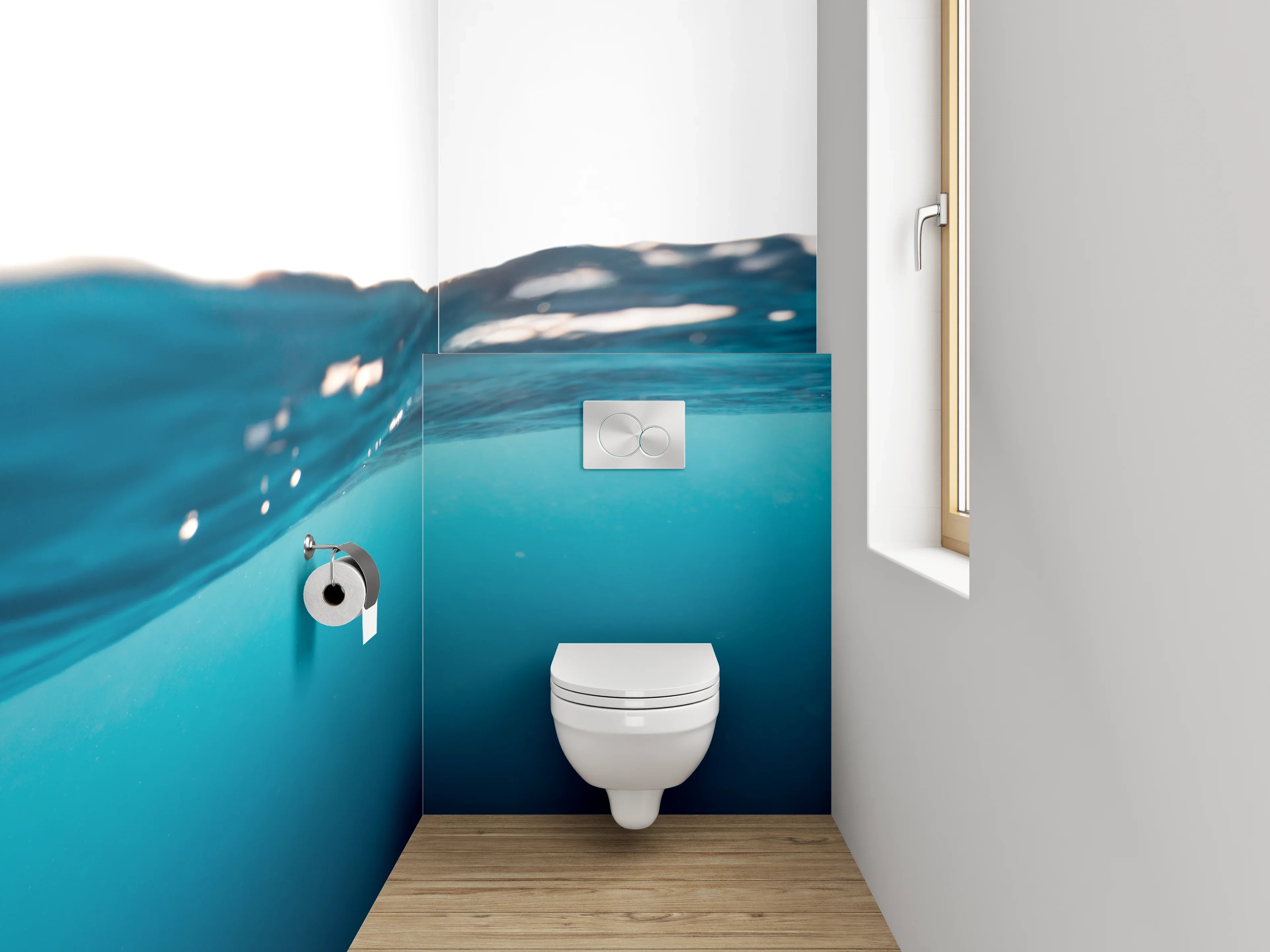 WC-Rückwand - Ozeanwelle Wasser Blau Minimalistisch