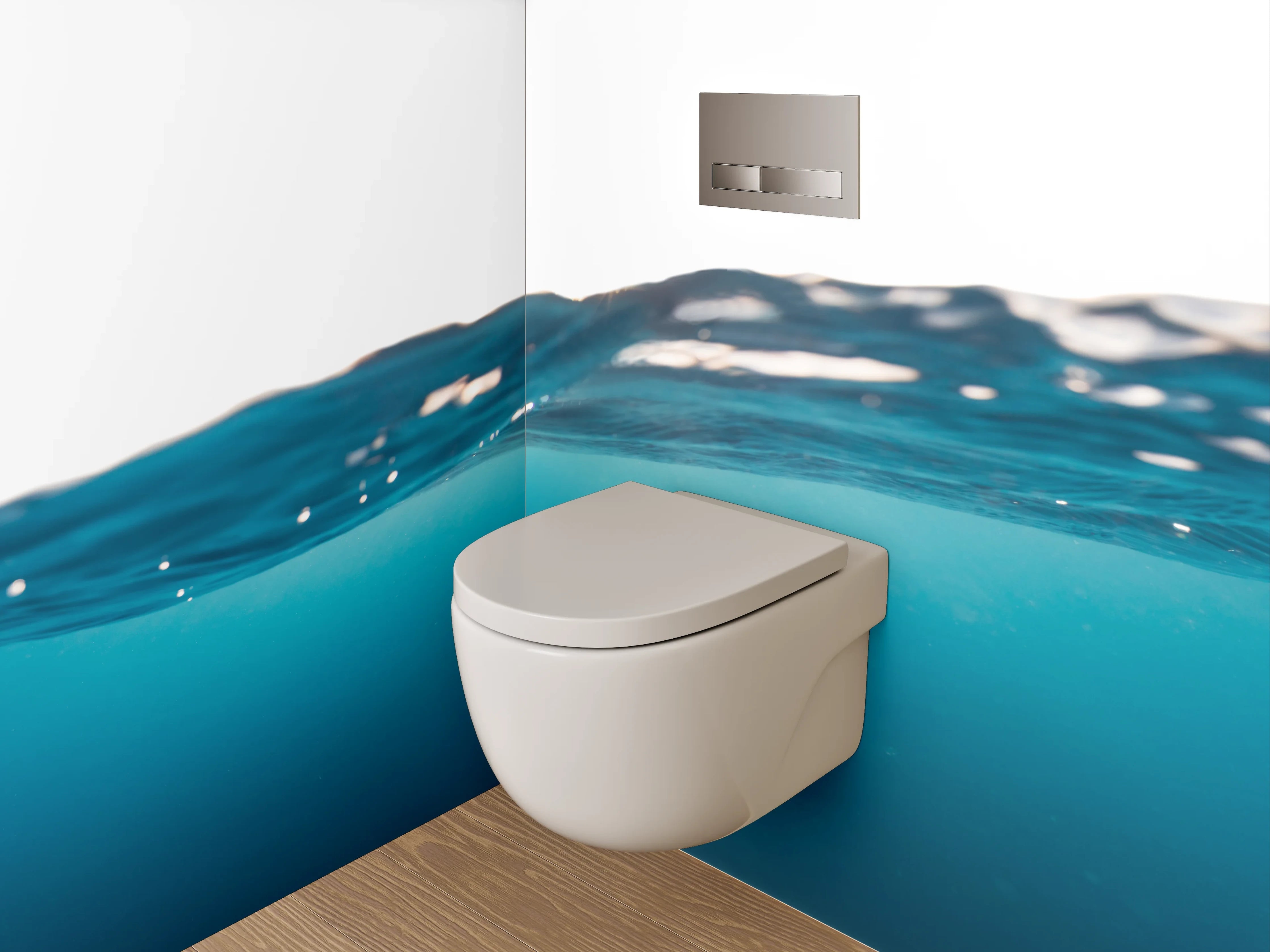 WC-Rückwand - Ozeanwelle Wasser Blau Minimalistisch