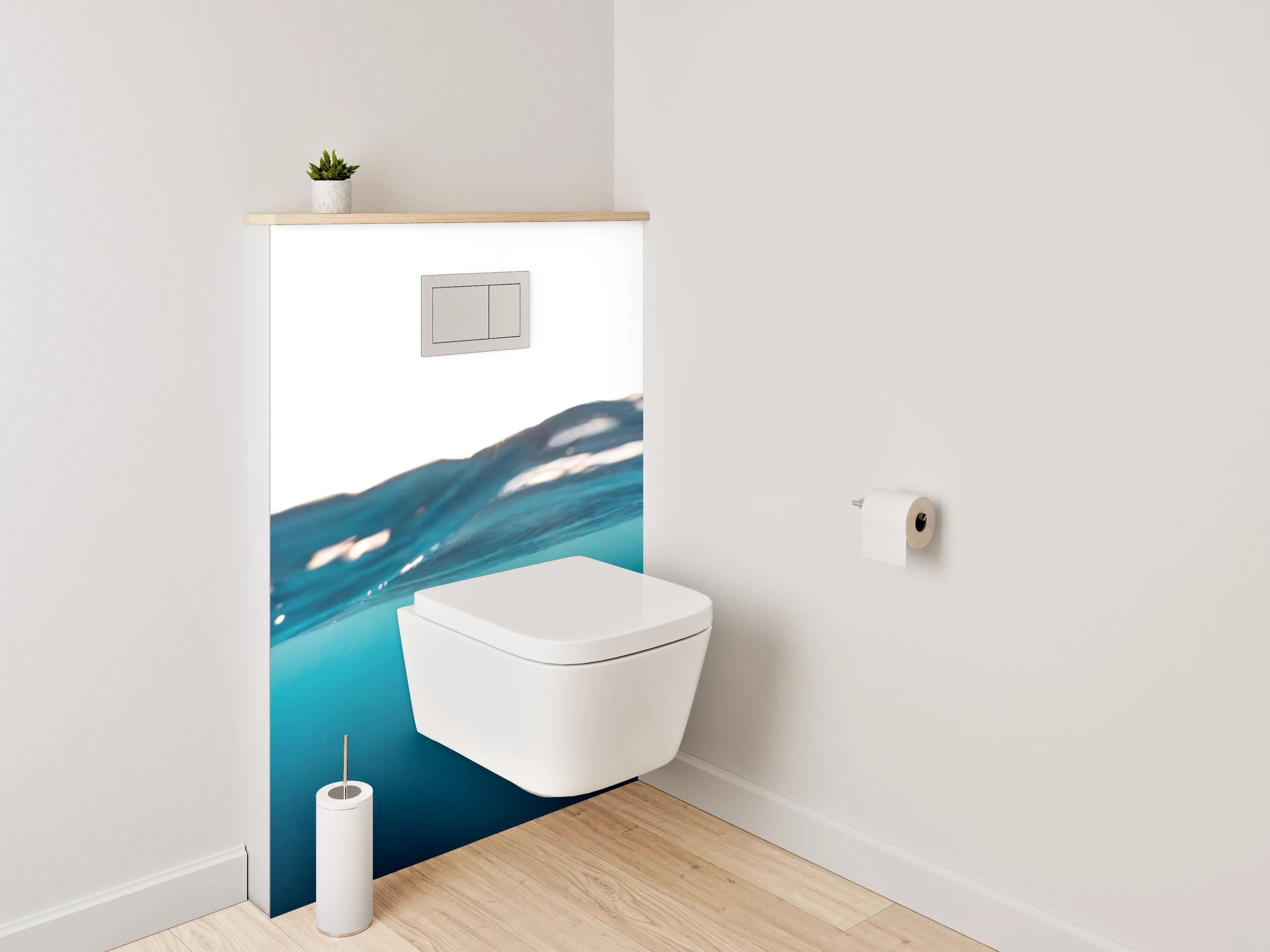 WC-Rückwand - Ozeanwelle Wasser Blau Minimalistisch