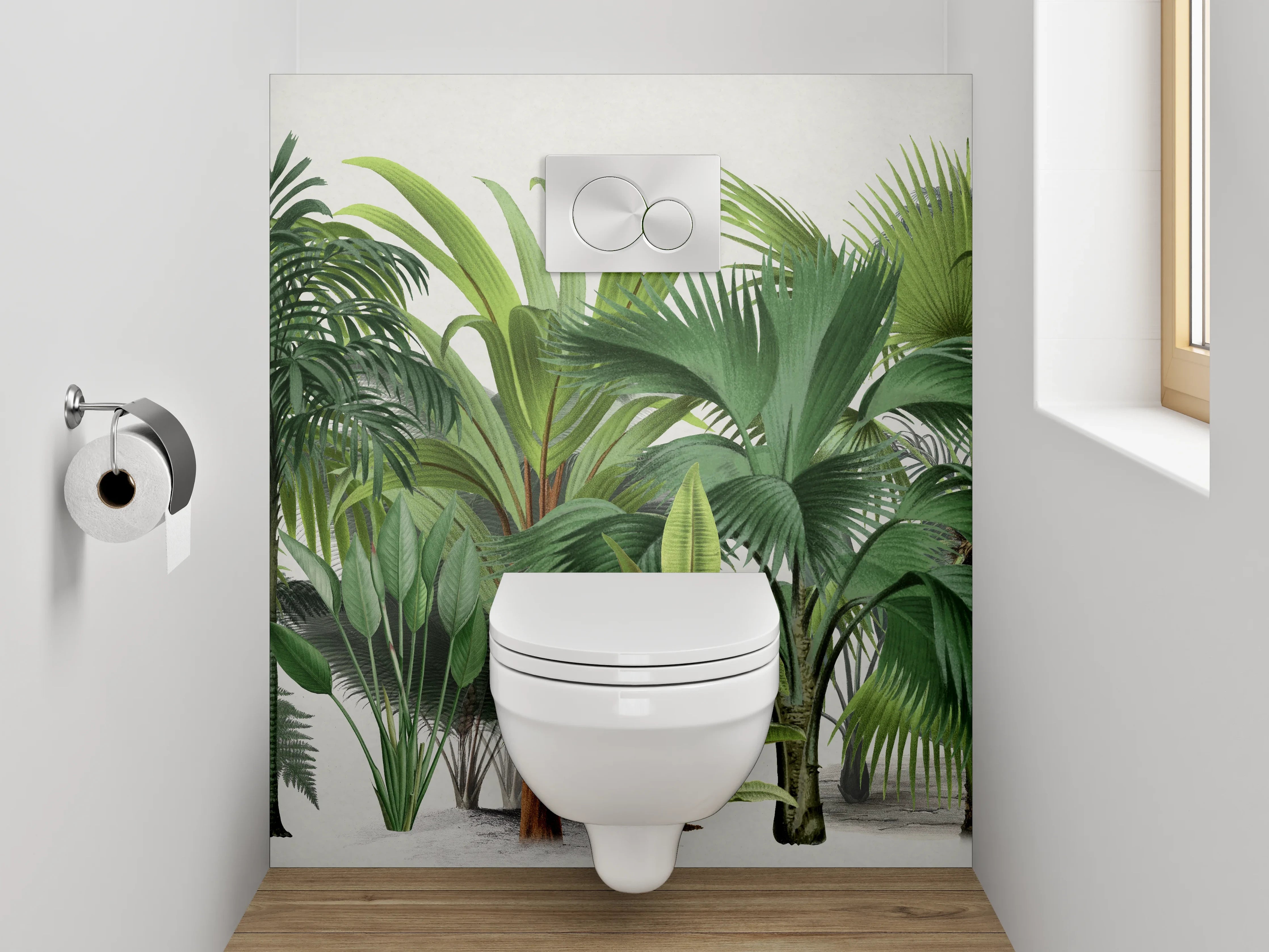WC-Rückwand - Palmen & tropische Pflanzen Illustration