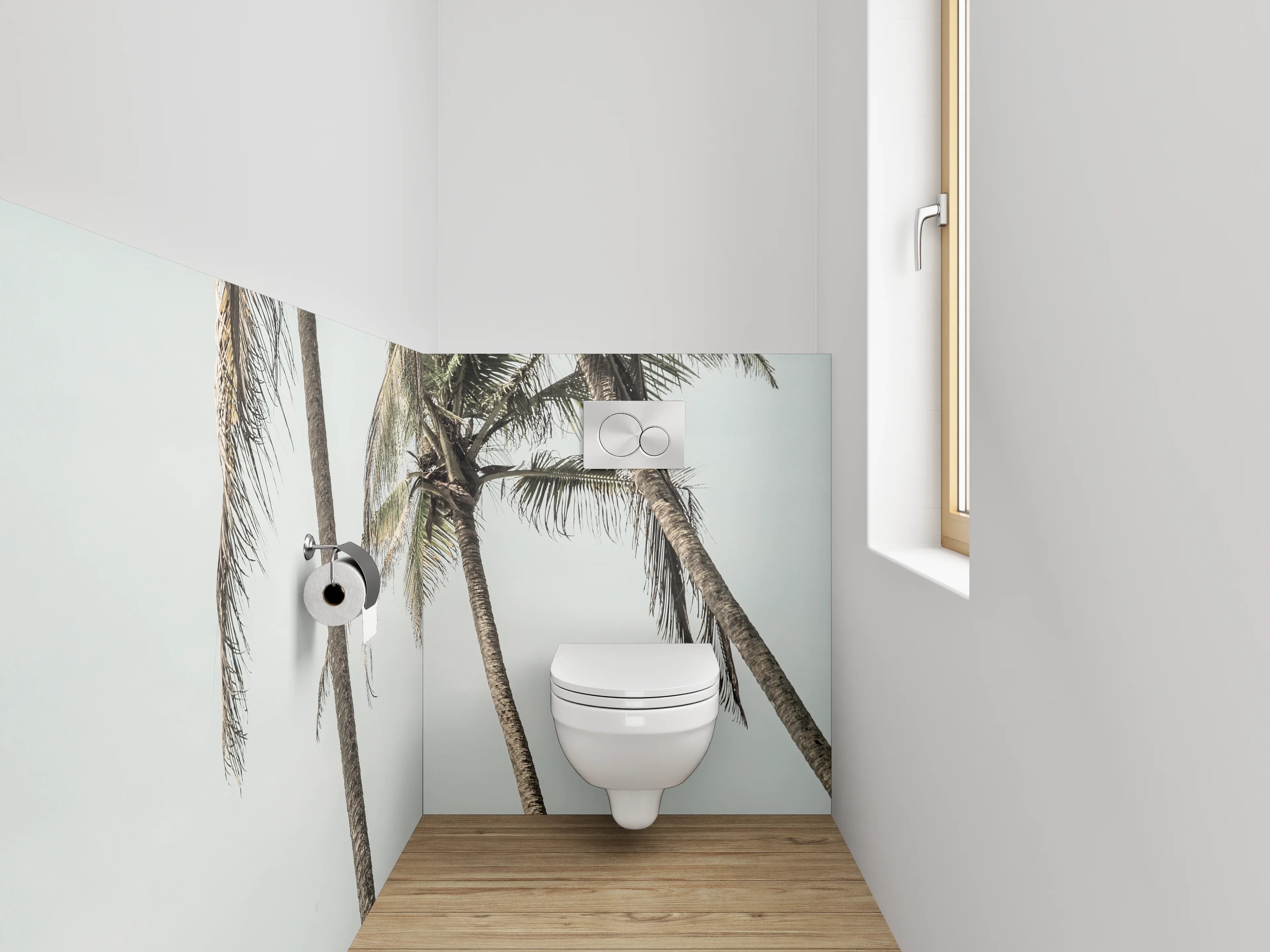 WC-Rückwand - Palmen am Meer Fotomotiv