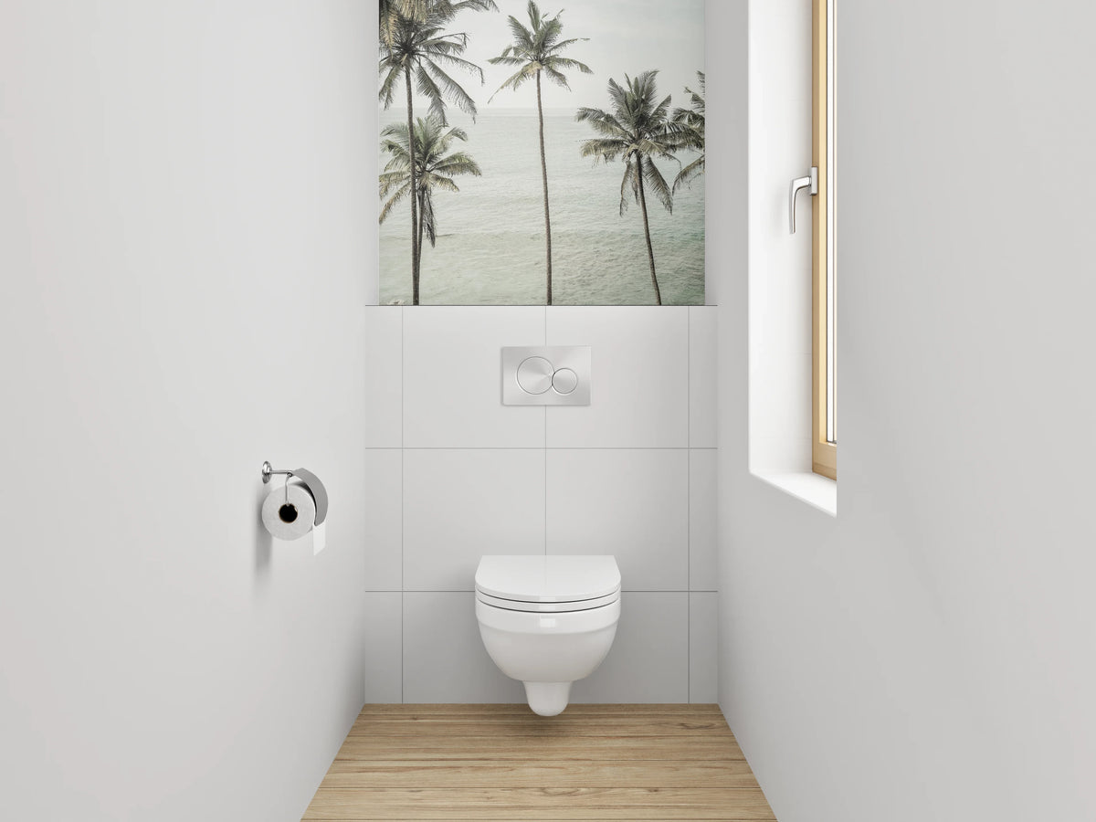 WC-Rückwand - Palmen am tropischen Meer – Fotodruck