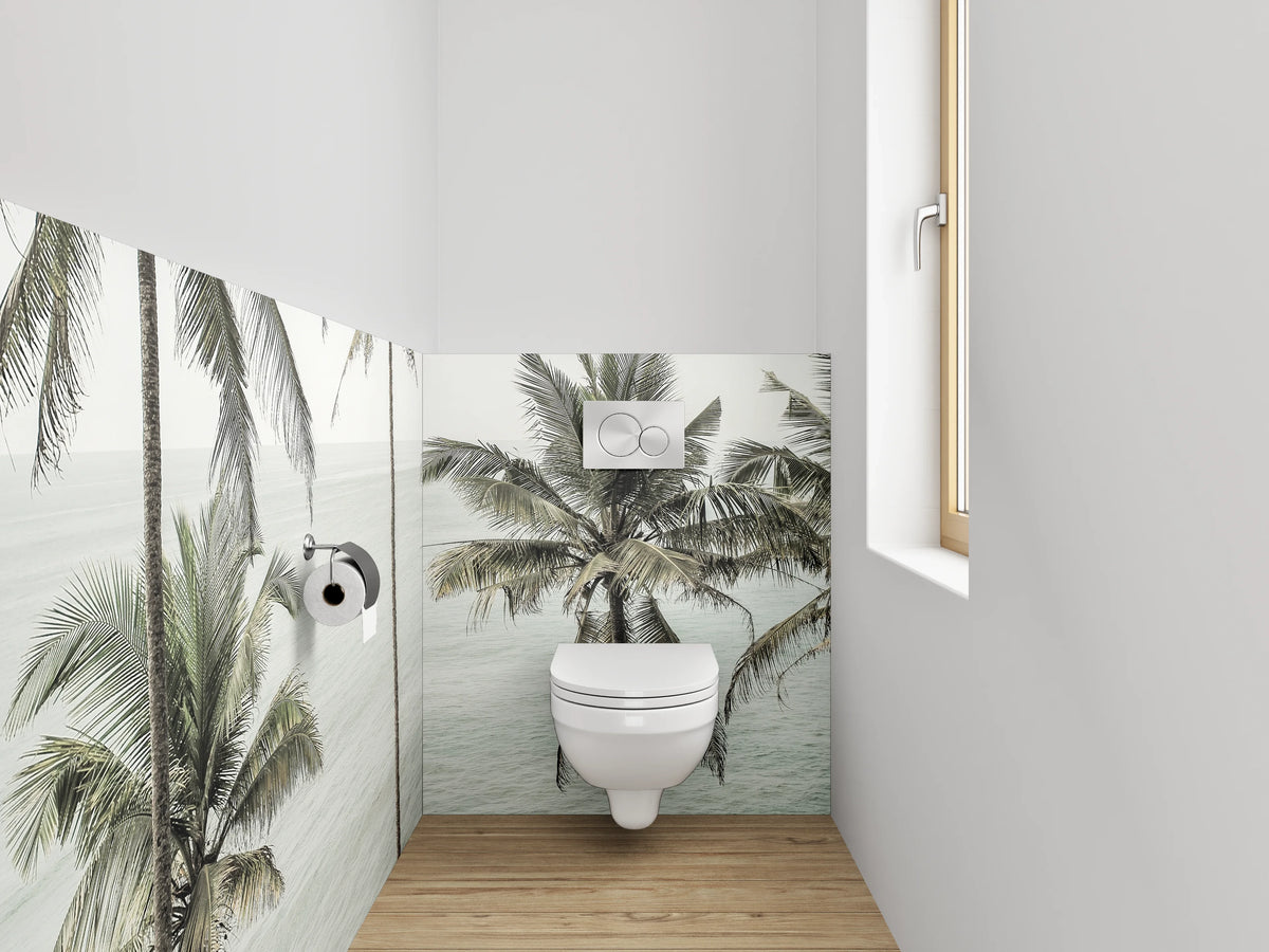 WC-Rückwand - Palmen am tropischen Meer – Fotodruck