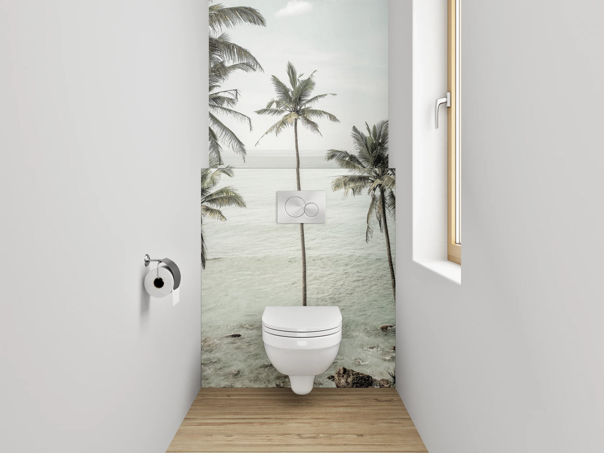 WC-Rückwand - Palmen am tropischen Meer – Fotodruck