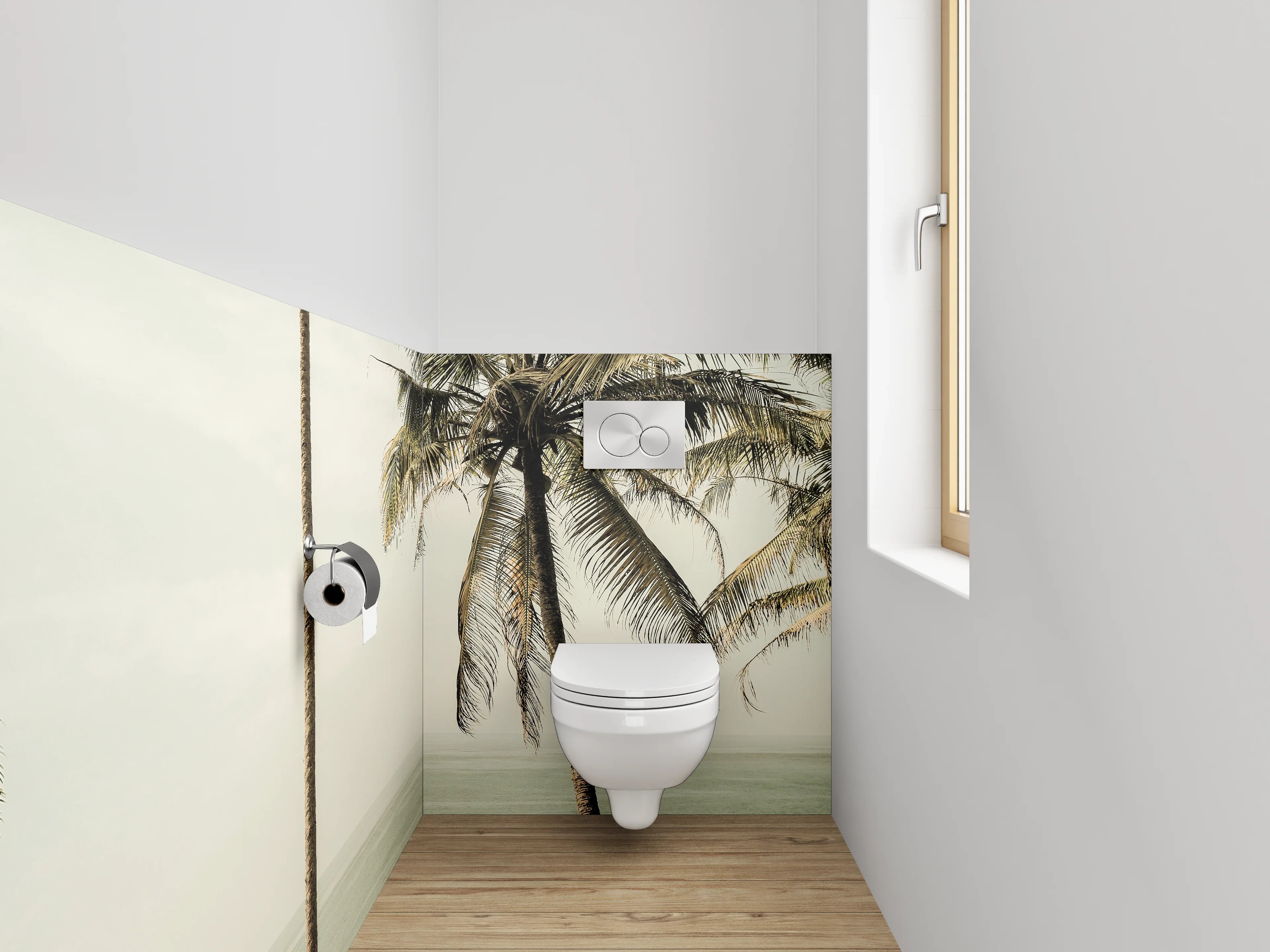 WC-Rückwand - Palmen am tropischen Meer – Wandbild