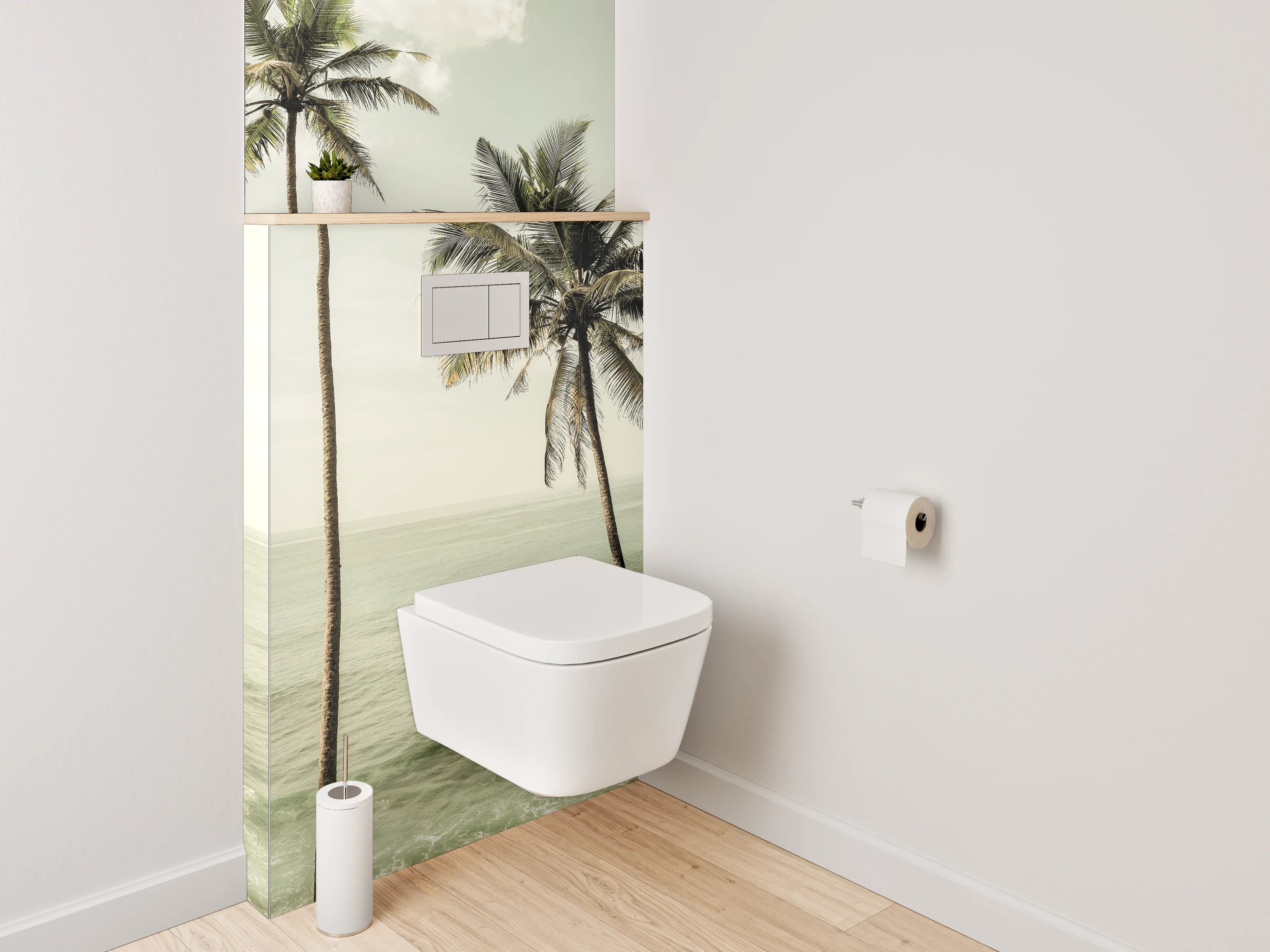 WC-Rückwand - Palmen am tropischen Meer – Wandbild