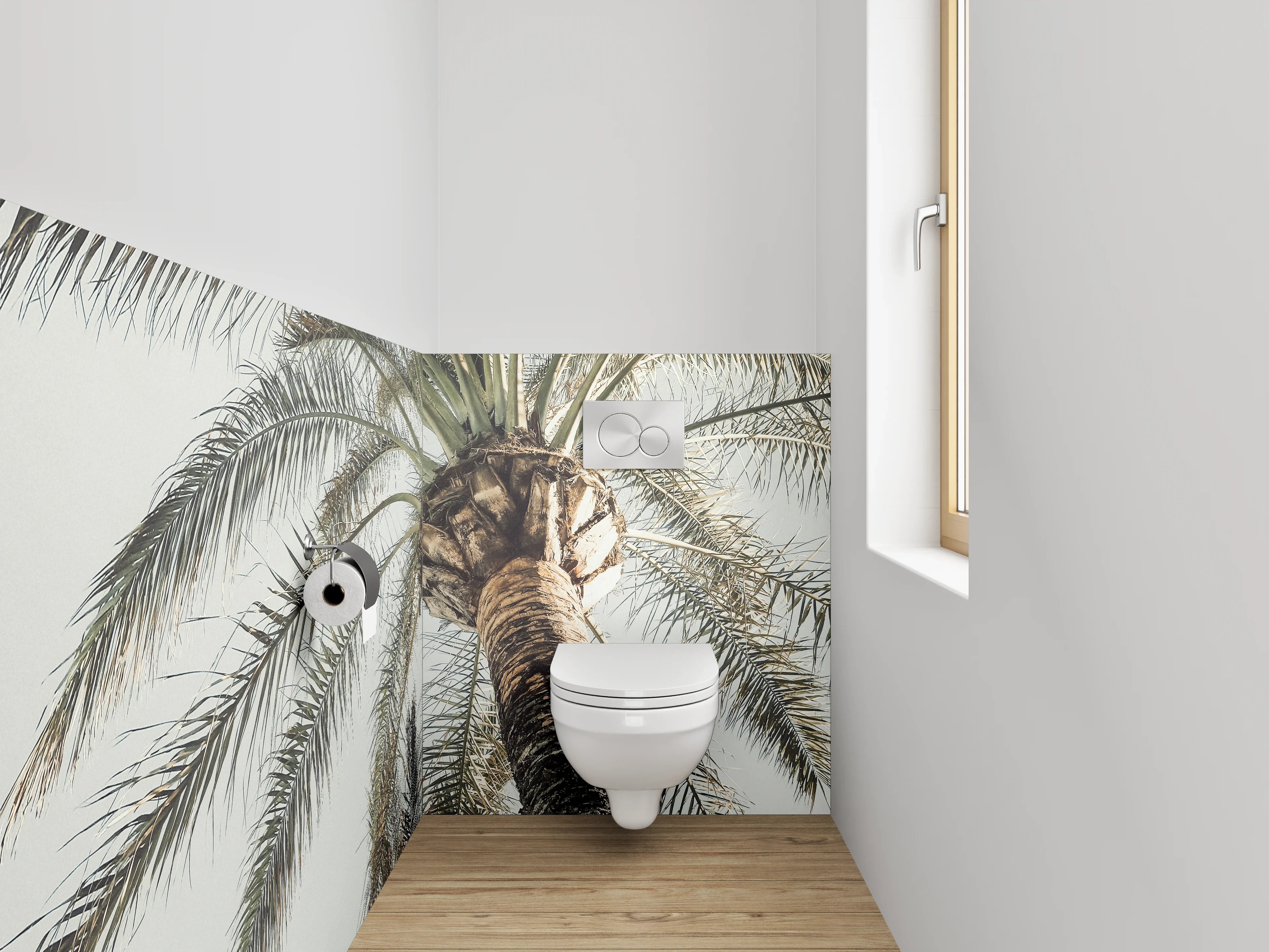 WC-Rückwand - Palmen unter hellem Himmel Fotomotiv