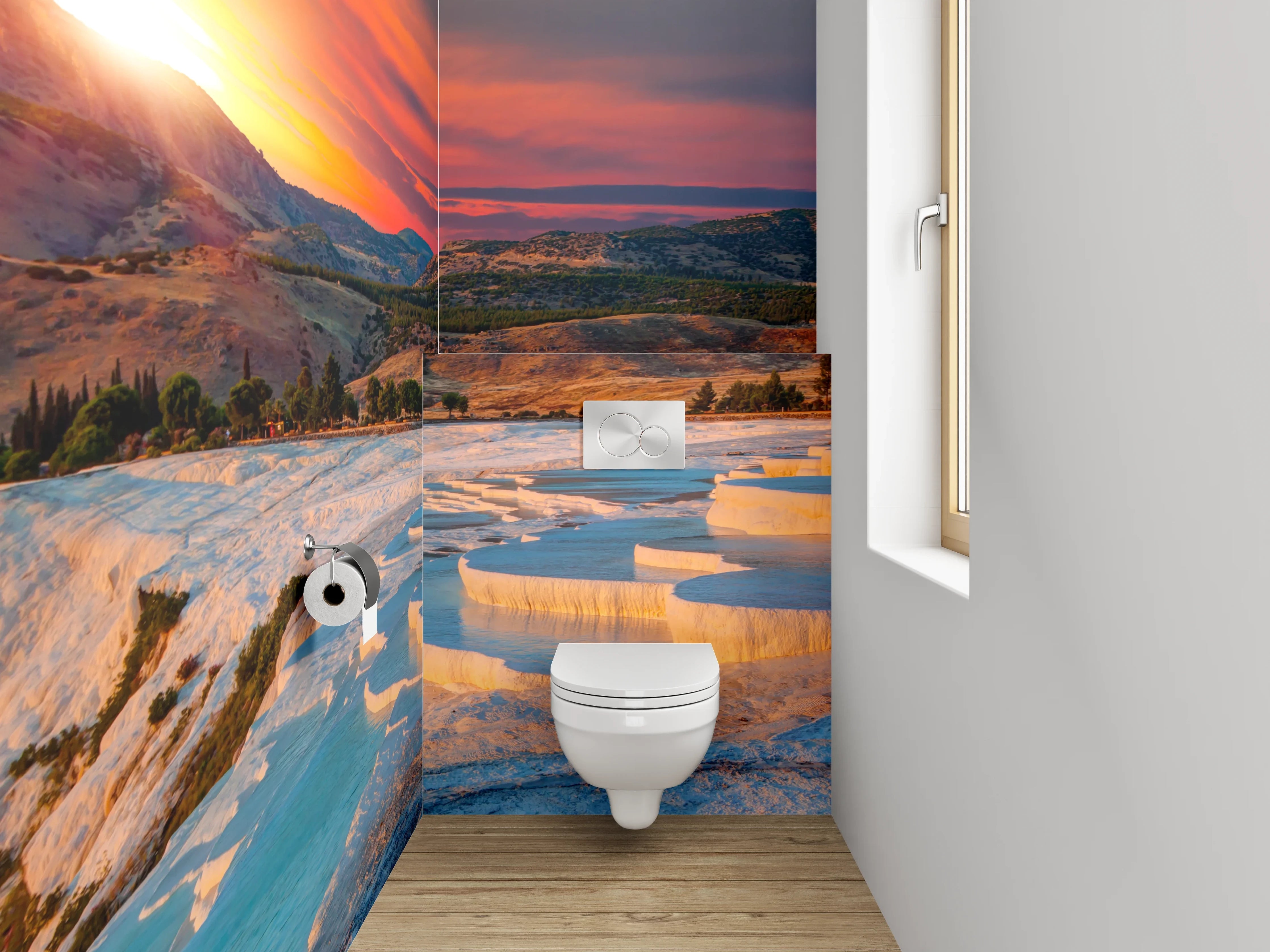 WC-Rückwand - Pamukkale Sonnenuntergang Naturwunder