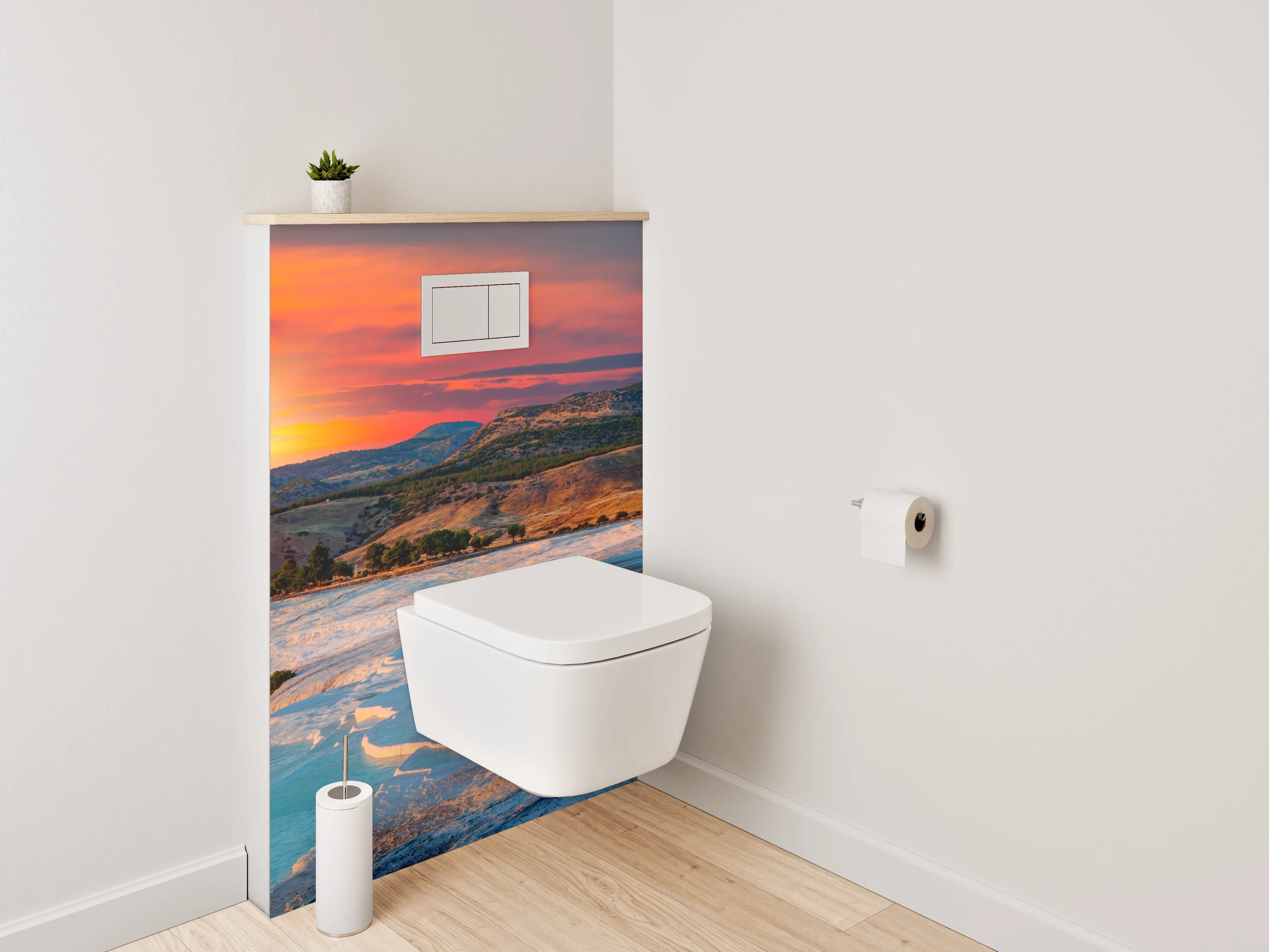 WC-Rückwand - Pamukkale Sonnenuntergang Naturwunder