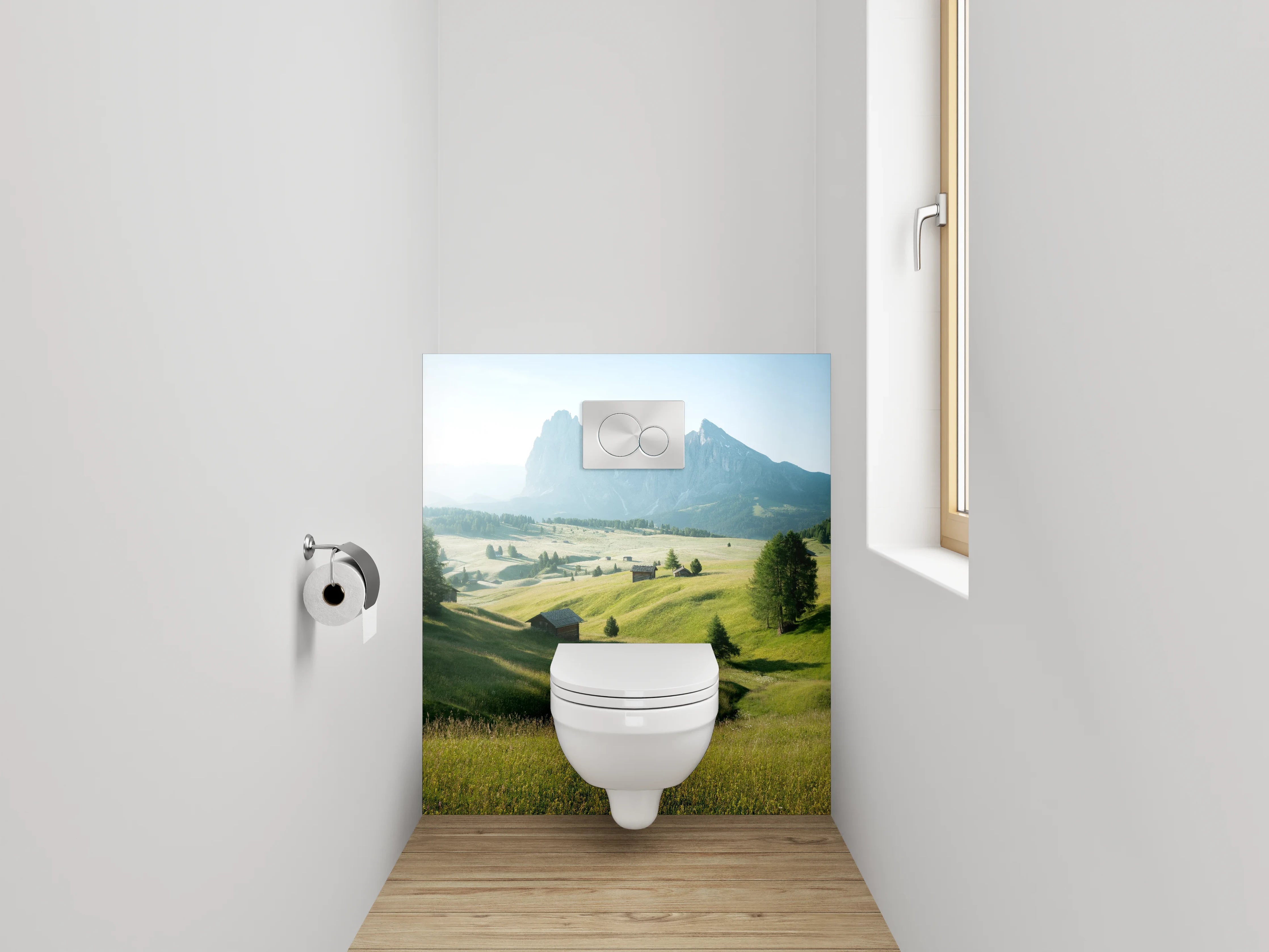 WC-Rückwand - Panorama Almlandschaft mit Bergblick