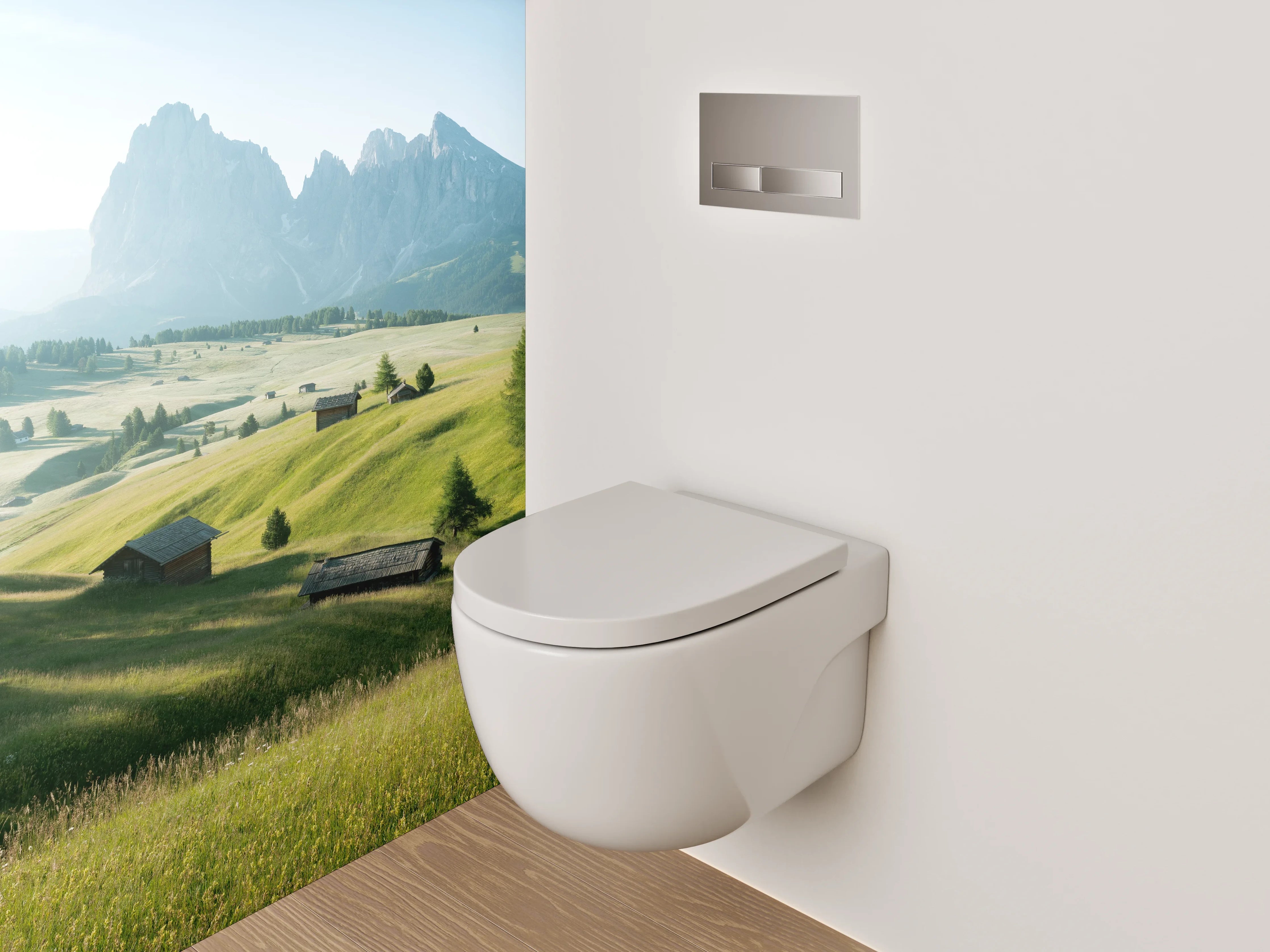 WC-Rückwand - Panorama Almlandschaft mit Bergblick