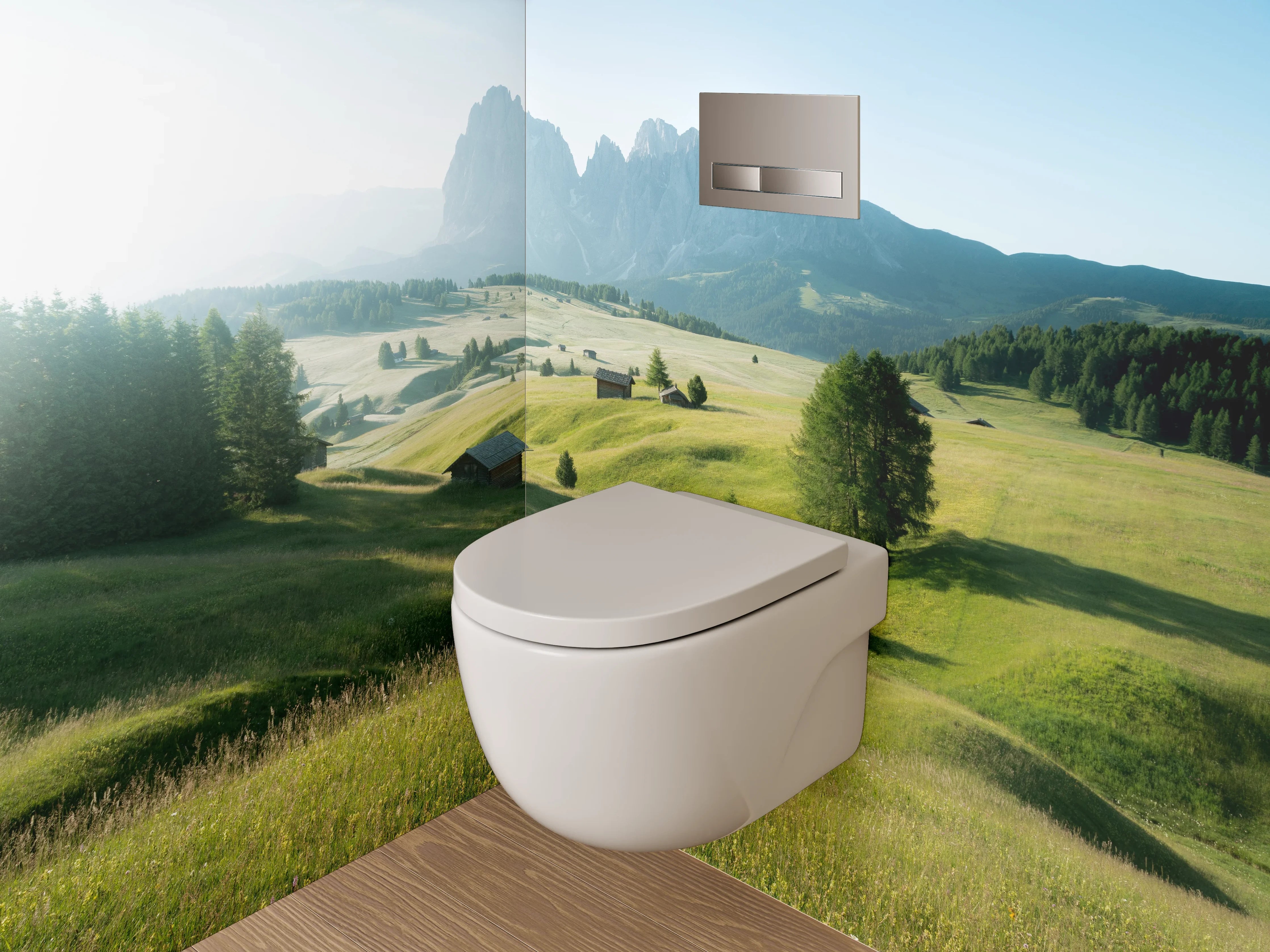 WC-Rückwand - Panorama Almlandschaft mit Bergblick