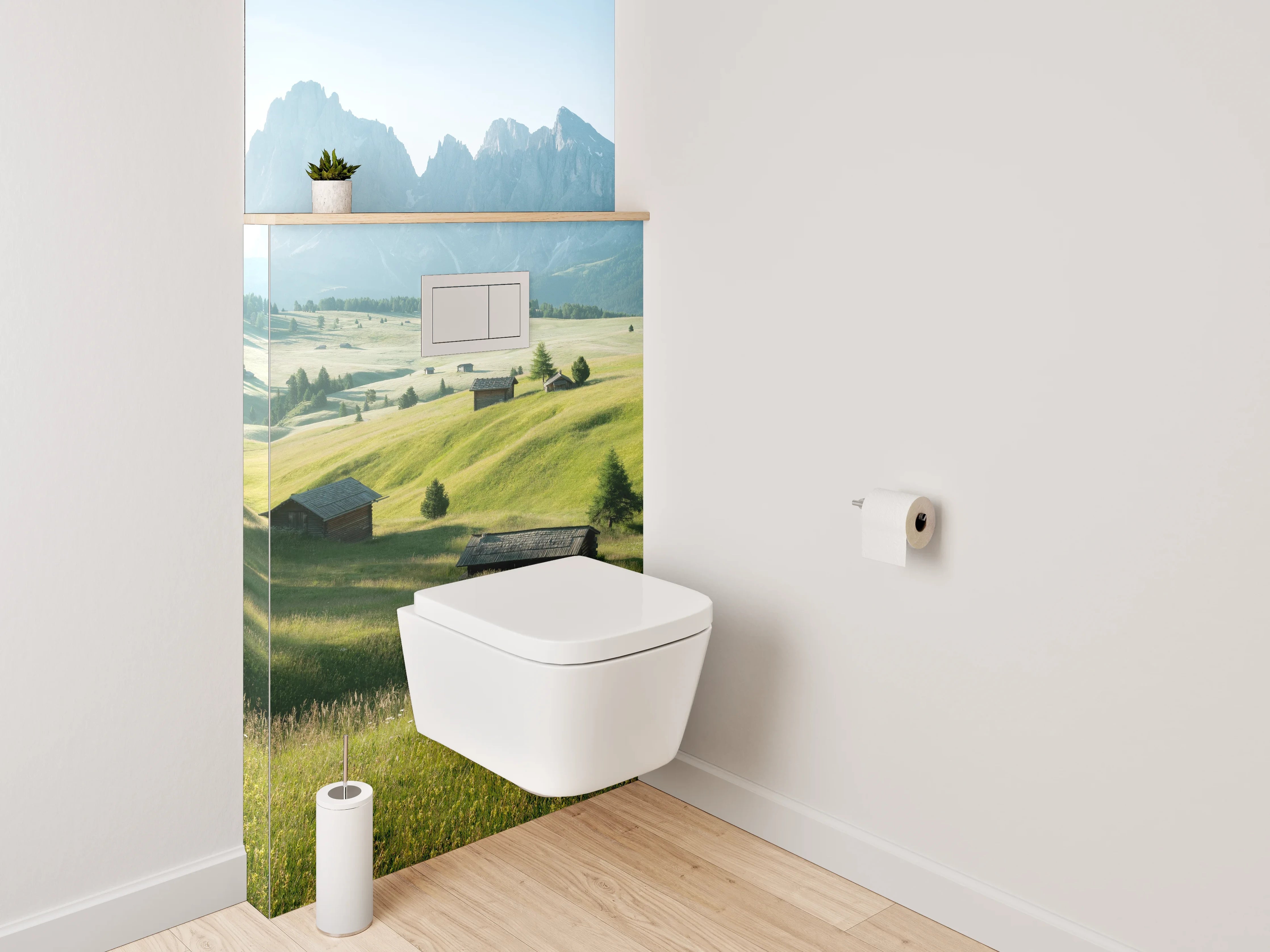 WC-Rückwand - Panorama Almlandschaft mit Bergblick