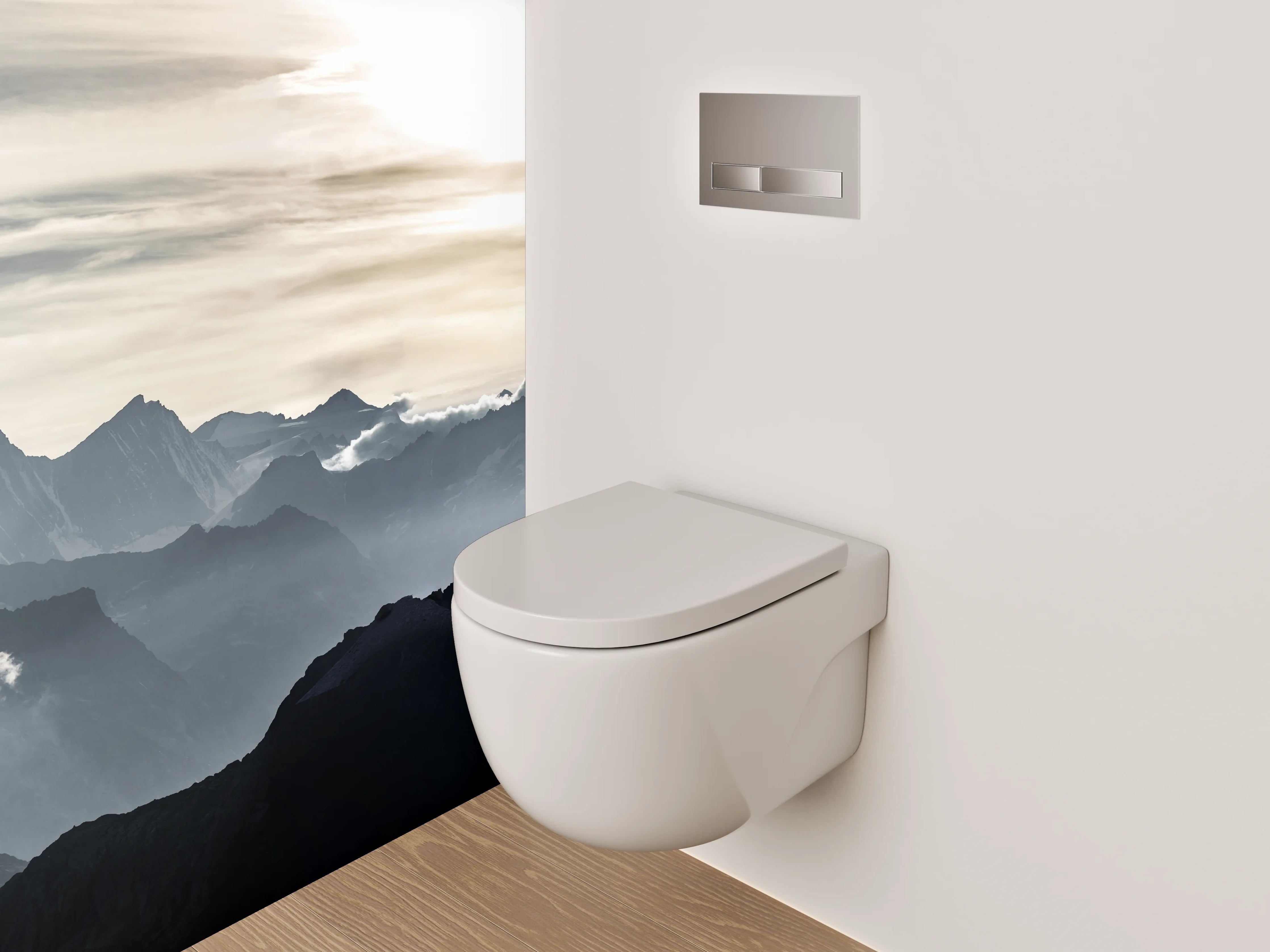 WC-Rückwand - Panorama Alpen Berge Sonnenaufgang