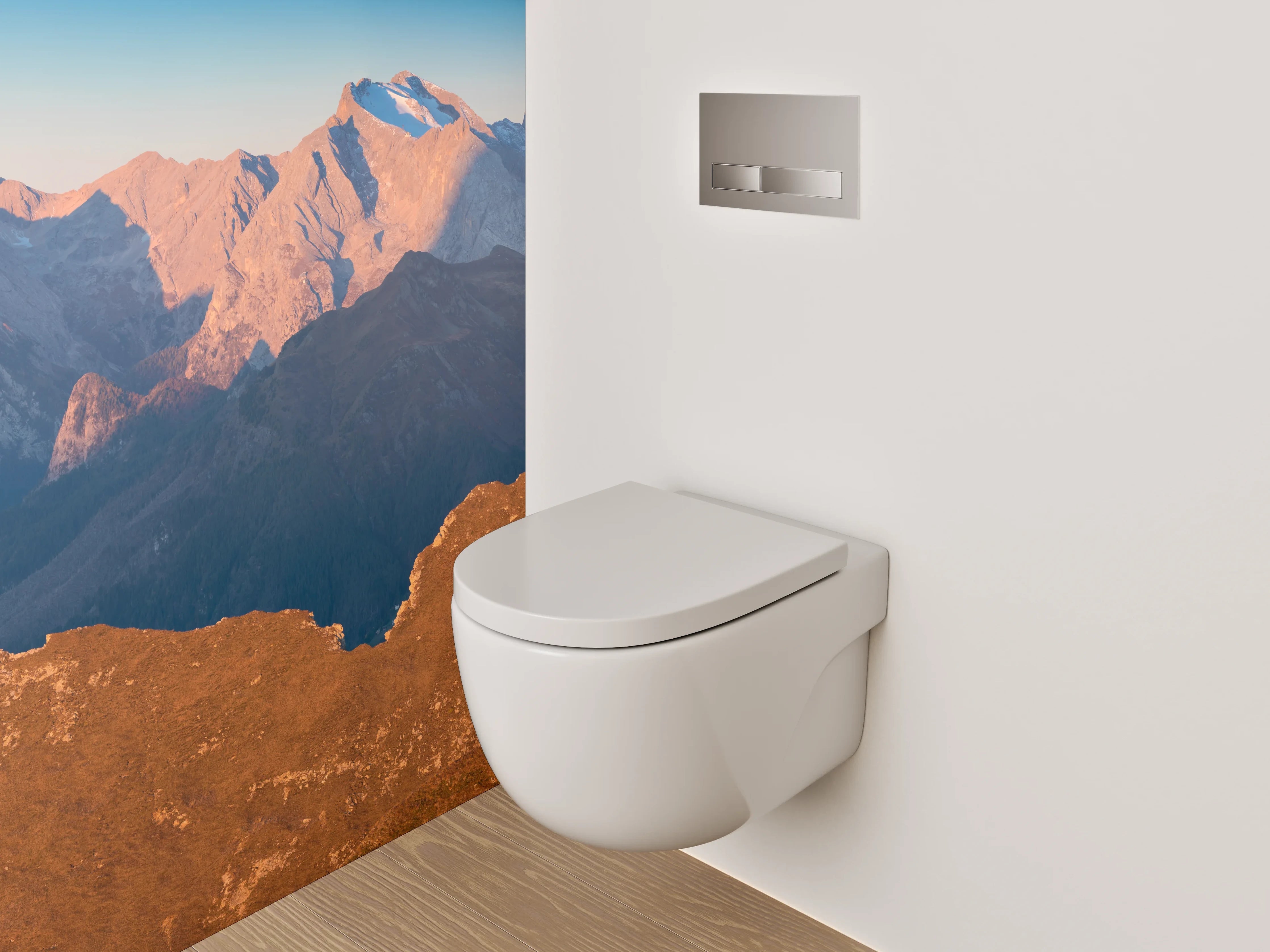 WC-Rückwand - Panorama Alpen Berge Sonnenuntergang