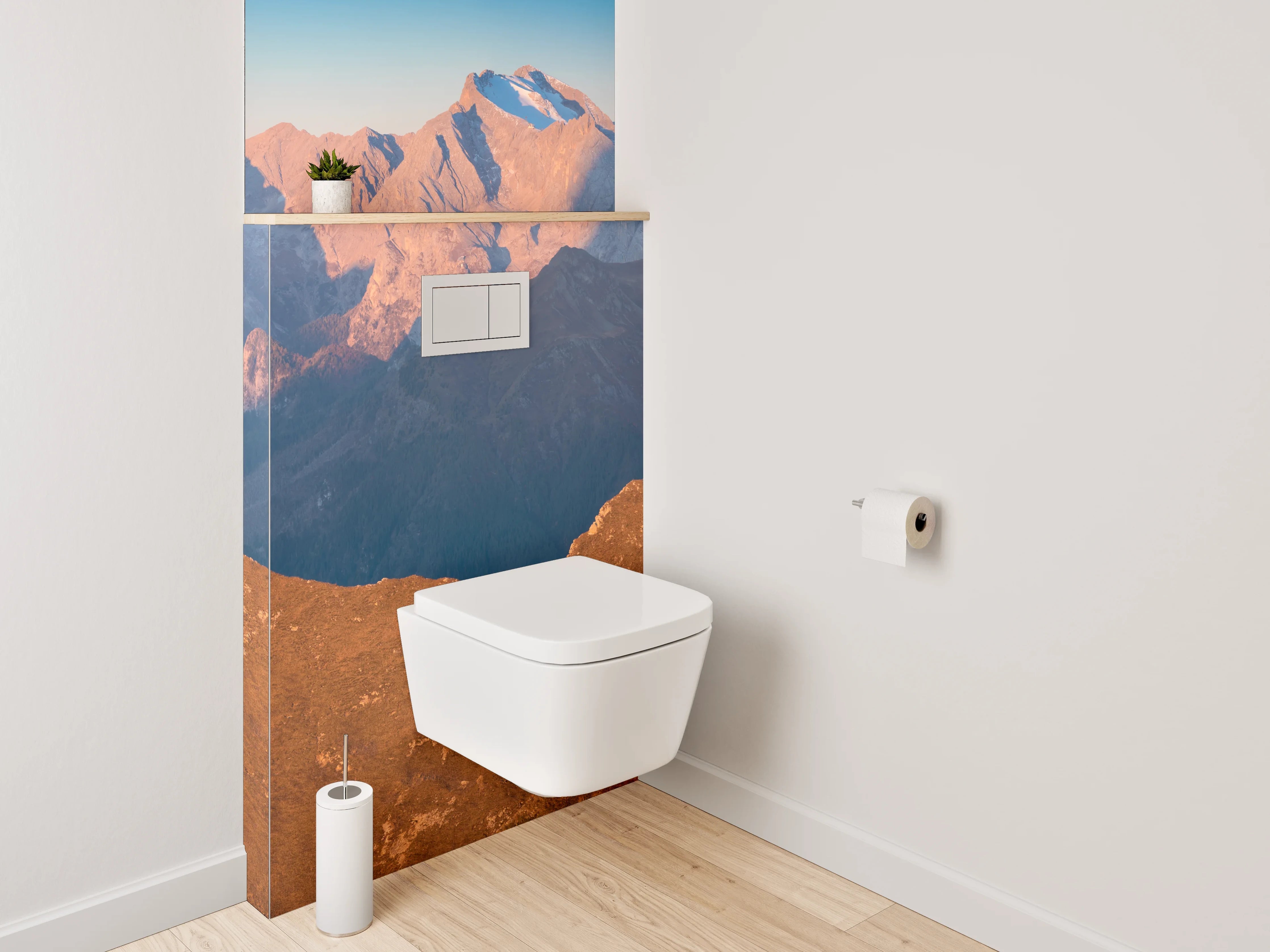 WC-Rückwand - Panorama Alpen Berge Sonnenuntergang
