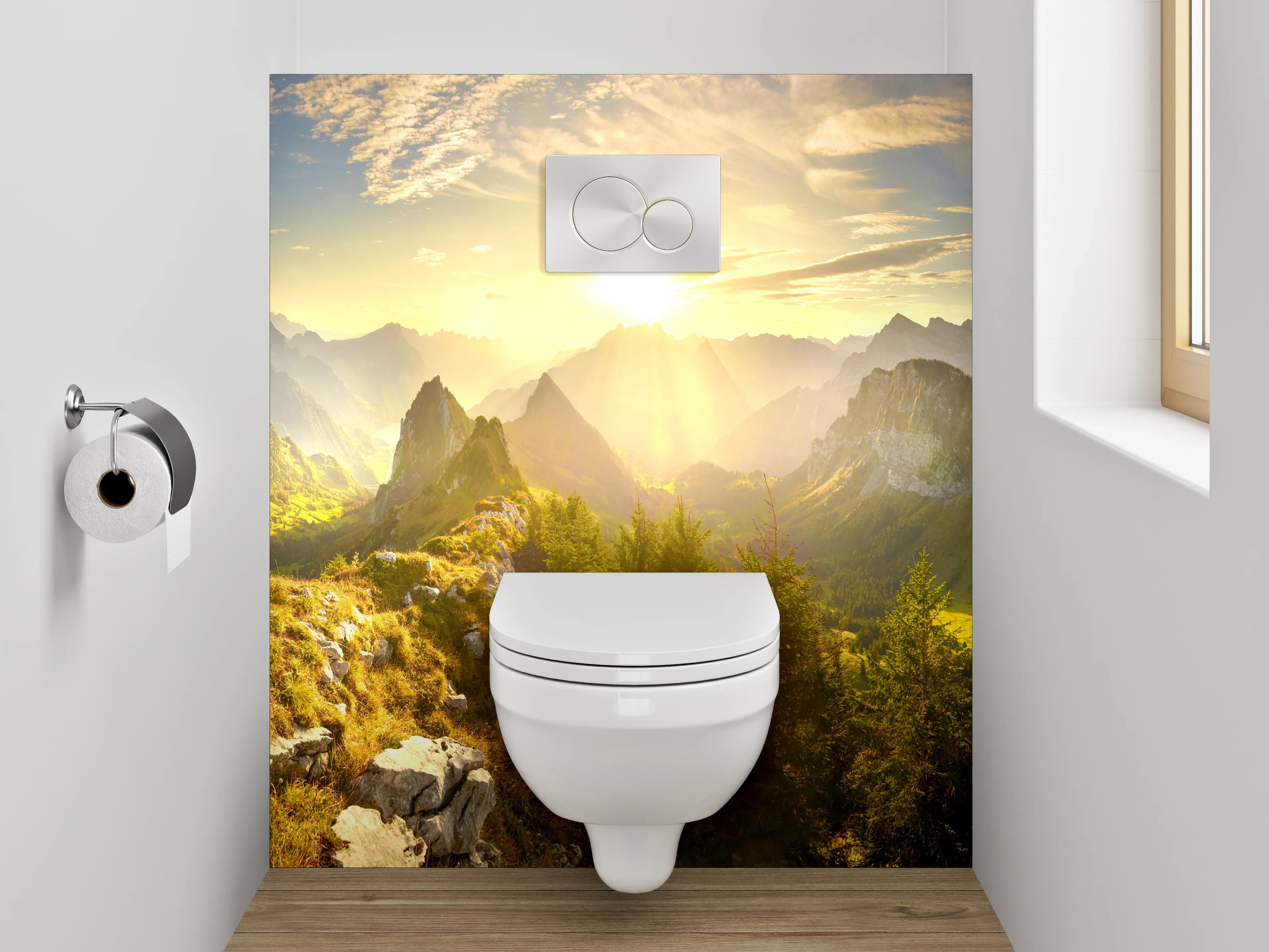 WC-Rückwand - Panorama Alpen Sonnenaufgang Landschaft