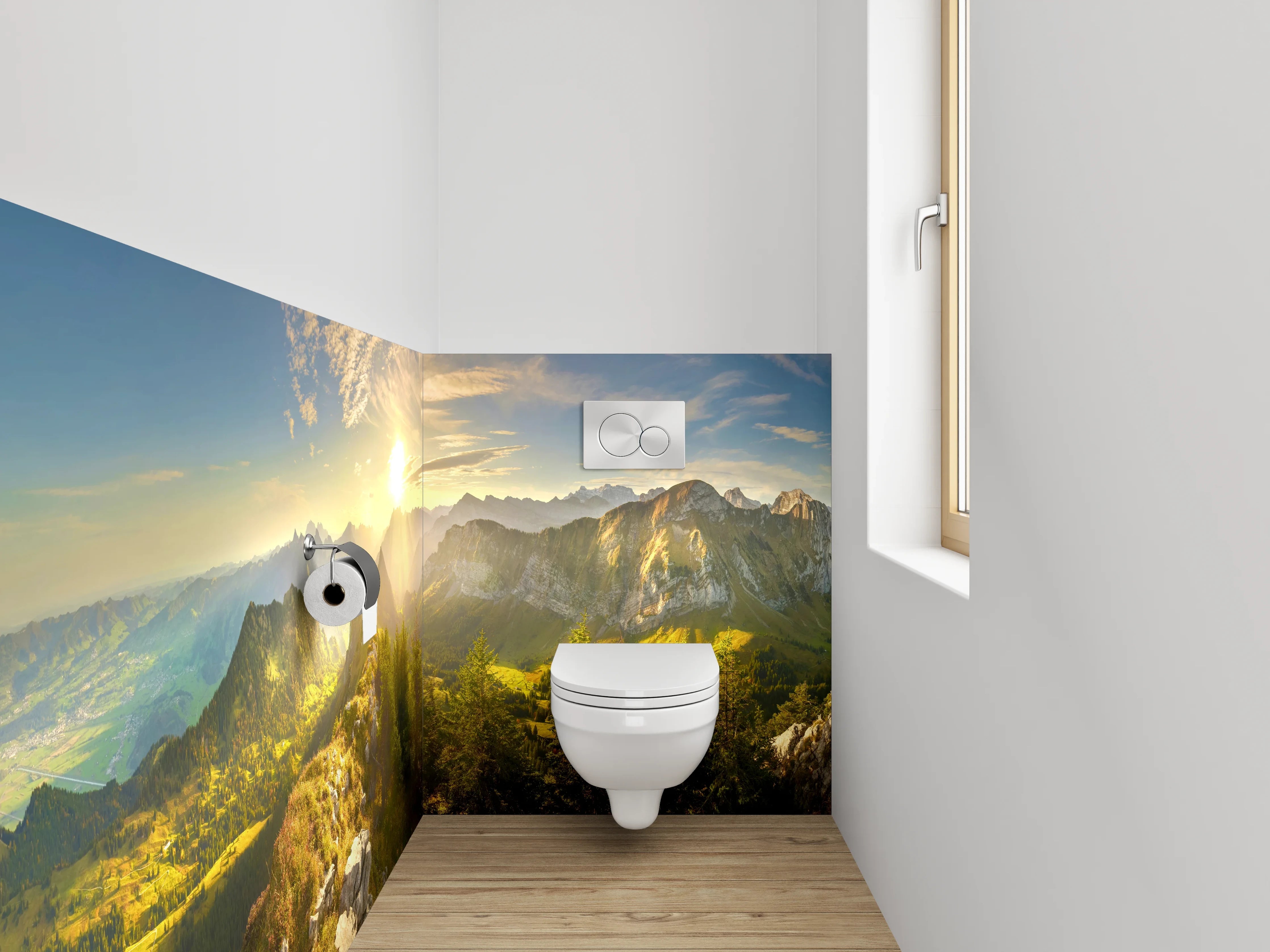 WC-Rückwand - Panorama Alpen Sonnenaufgang Landschaft