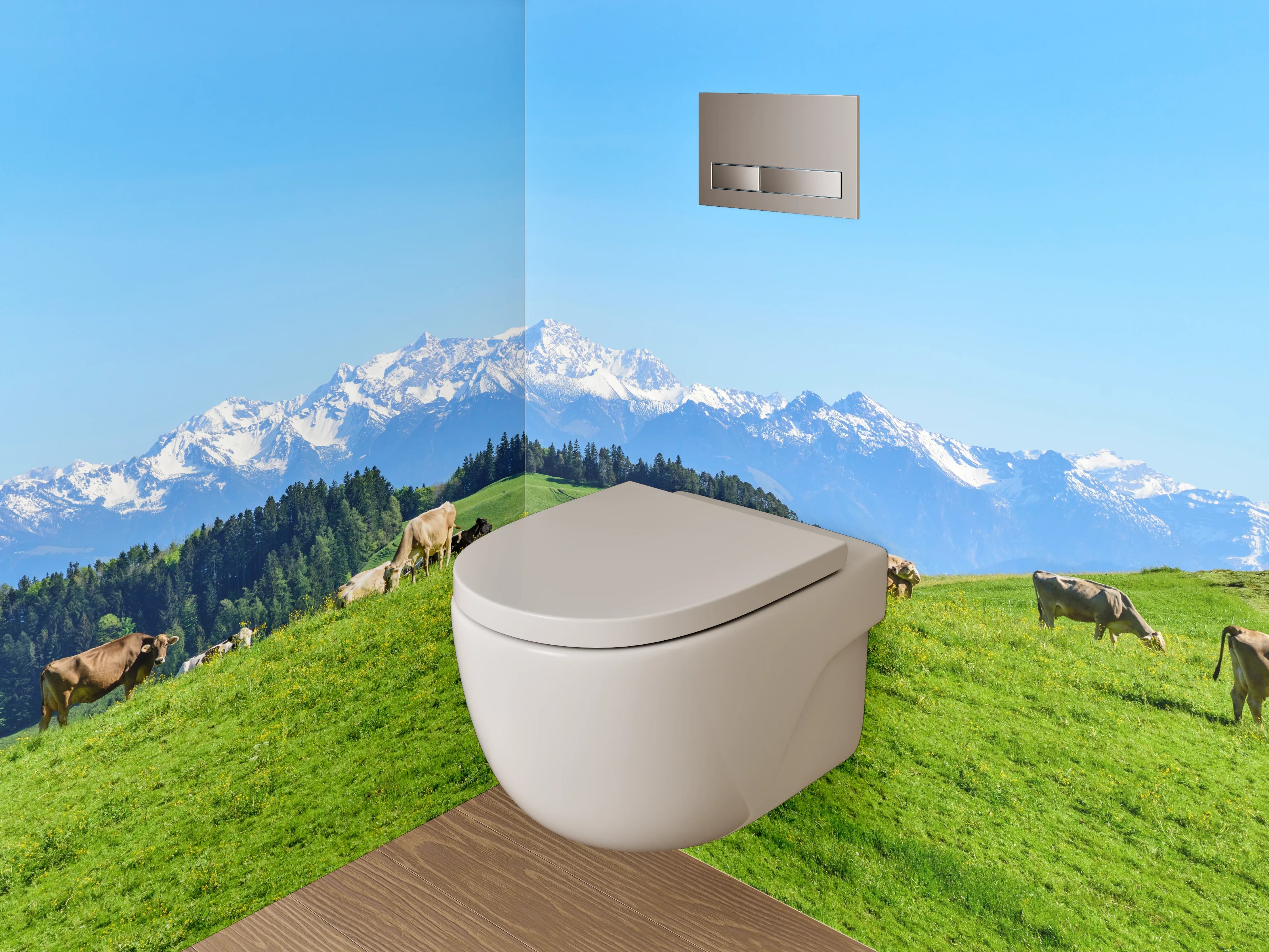 WC-Rückwand - Panorama Alpen Weide Bauernhof