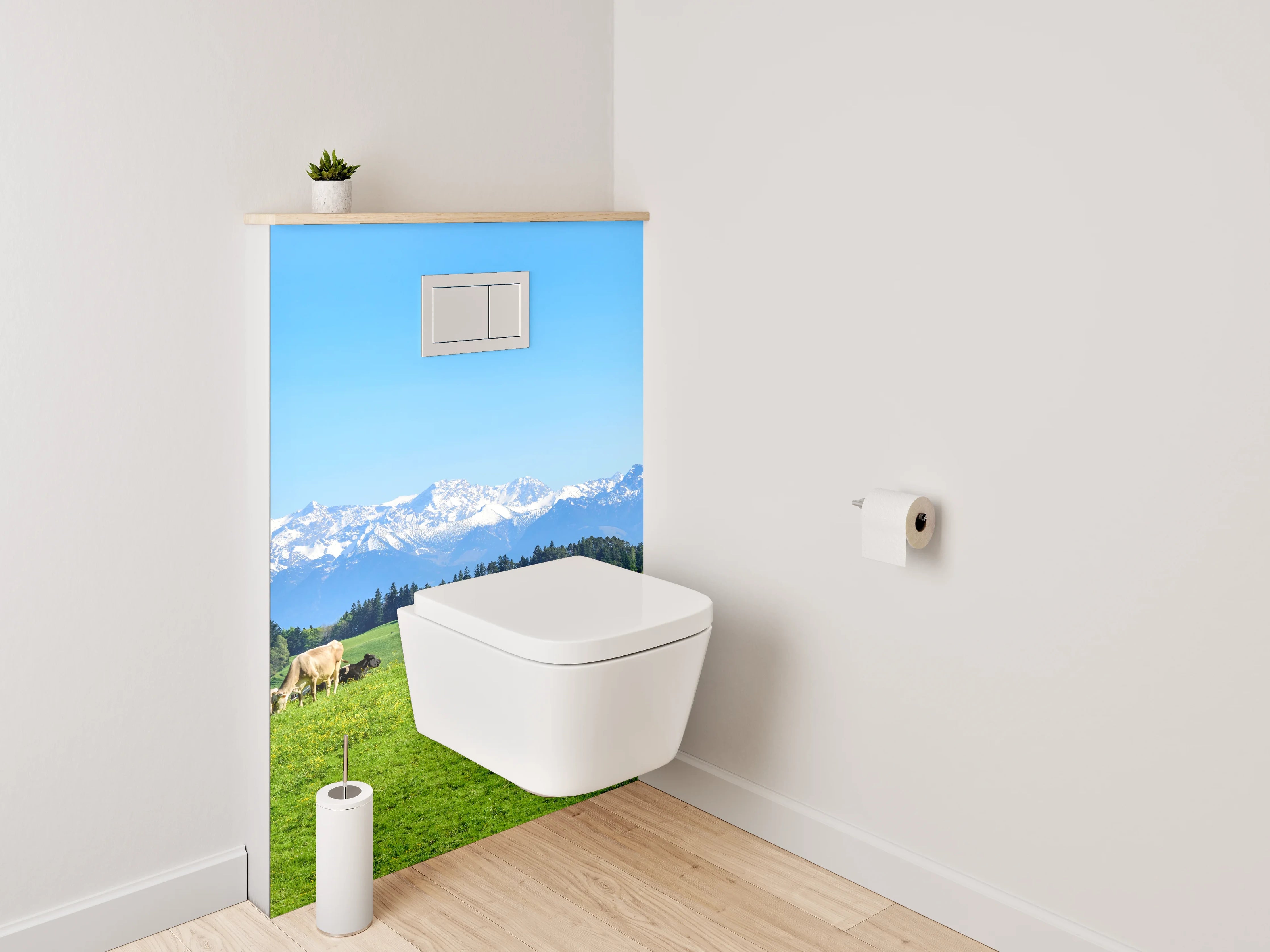 WC-Rückwand - Panorama Alpen Weide Bauernhof